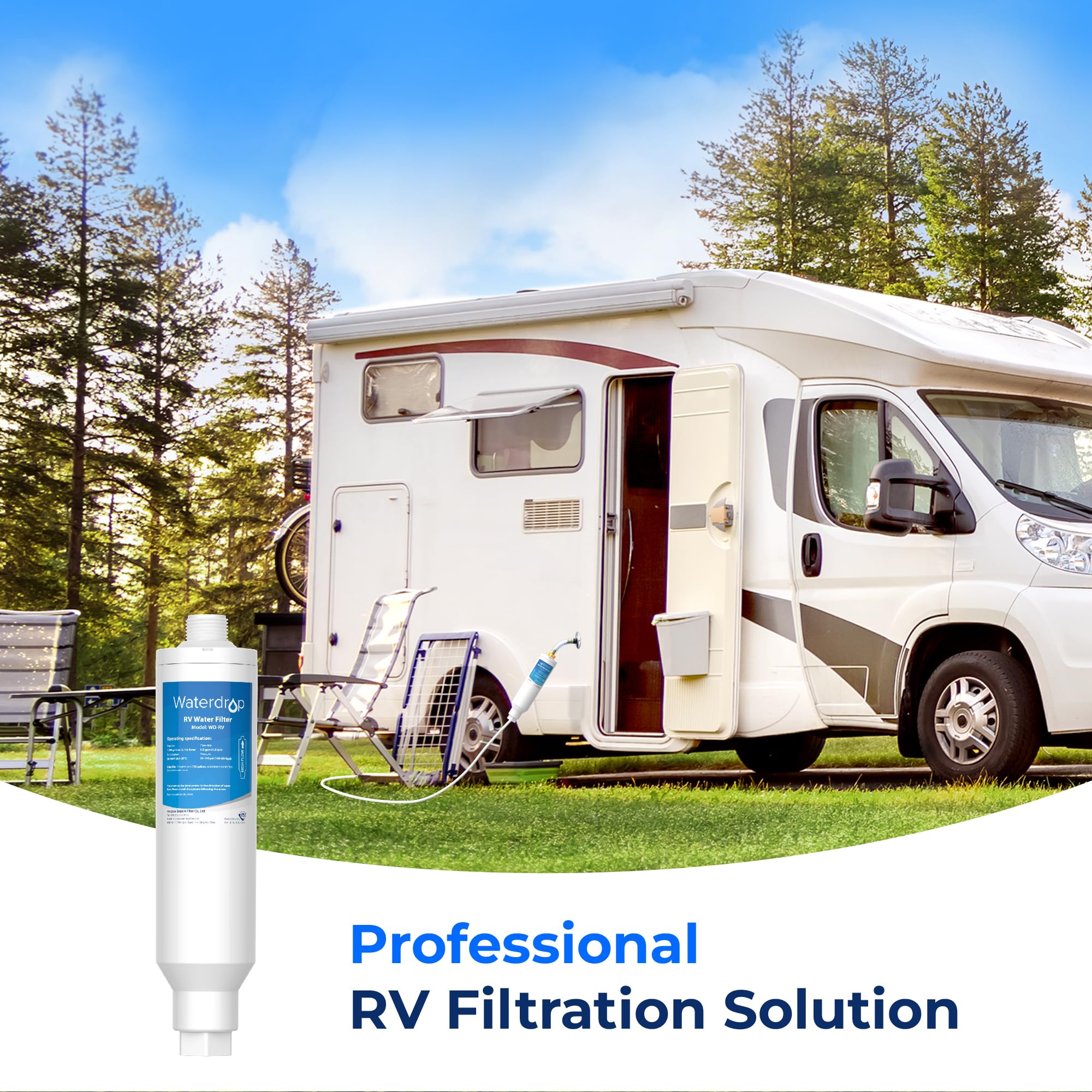 Waterdrop Rv/Marine Water Filter, Camper Water Filter, Nsf Certified, Garden Hose Filter, Greatly Reduces Chlorine, Bad Taste, O