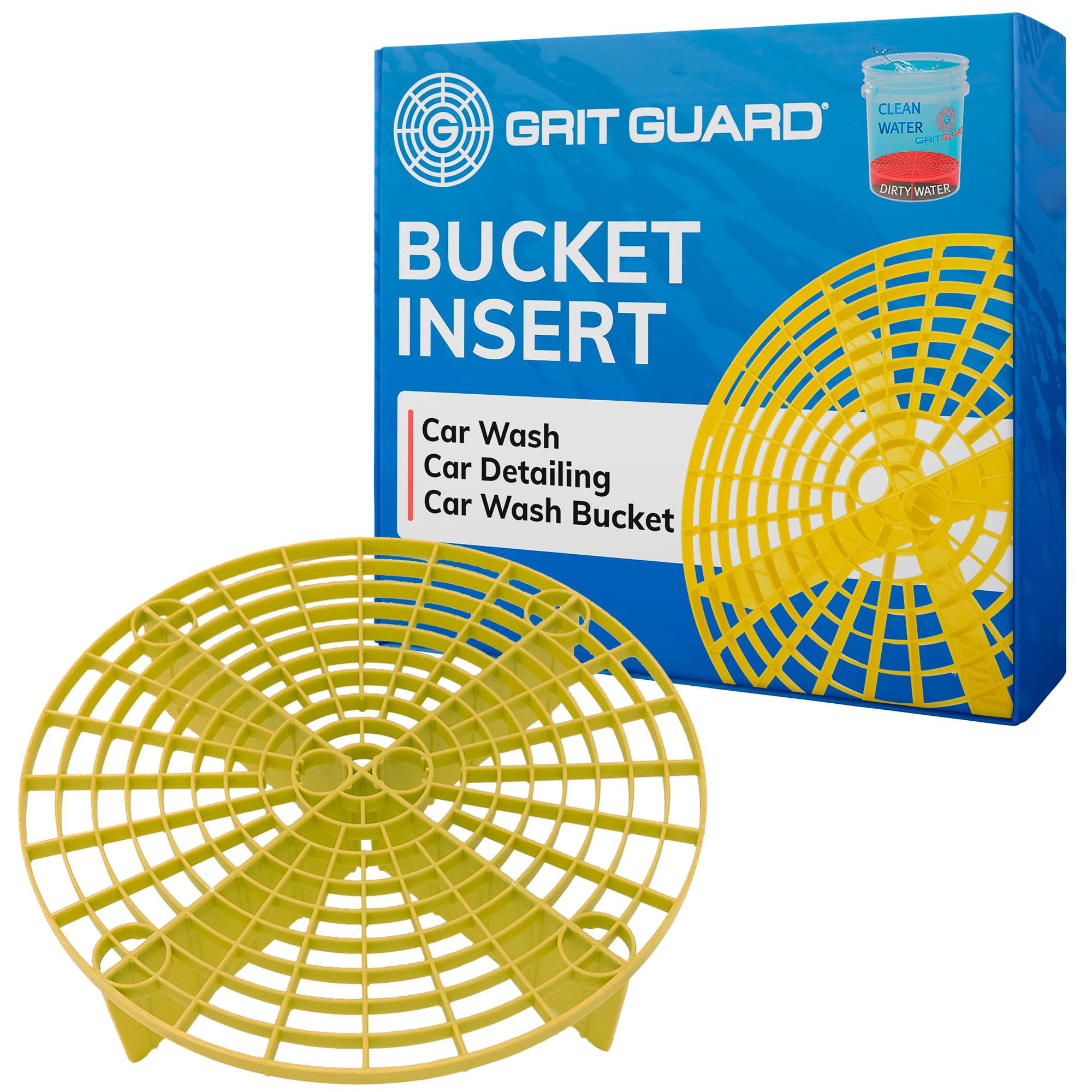 Grit Guard The Original Yellow Bucket Insert - 10'' Diameter Car Wash Bucket For Car Washing, Detailing Compatible With 3.5, 4,