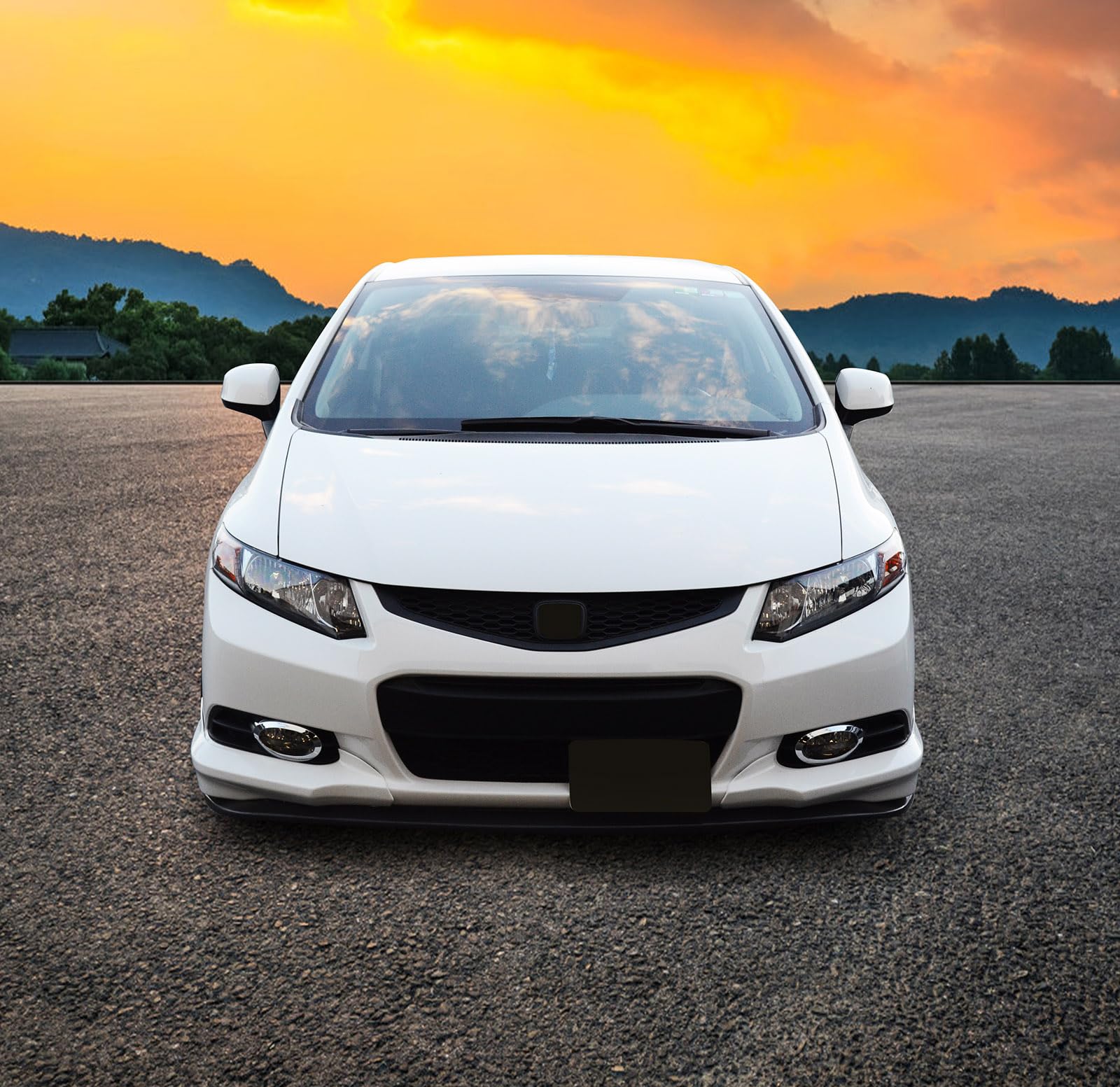 Front Bumper Lip Compatible with 2012-2013 Honda Civic, HF-P Style Black PU Front Lip Finisher Under Chin Spoiler Add On by IKON