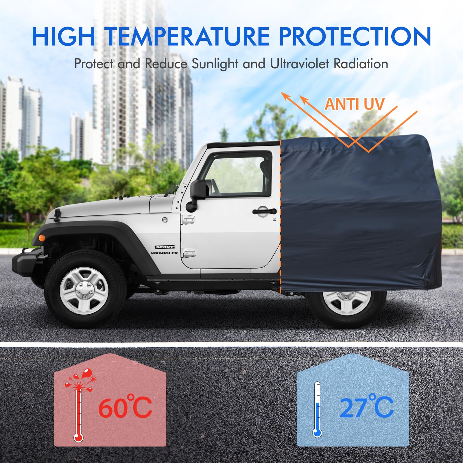Car Cover Waterproof 2 Door, All Weather For Automobiles, Outdoor Full Exterior Cover Rain Sun Uv Snowproof Protection With Zipp