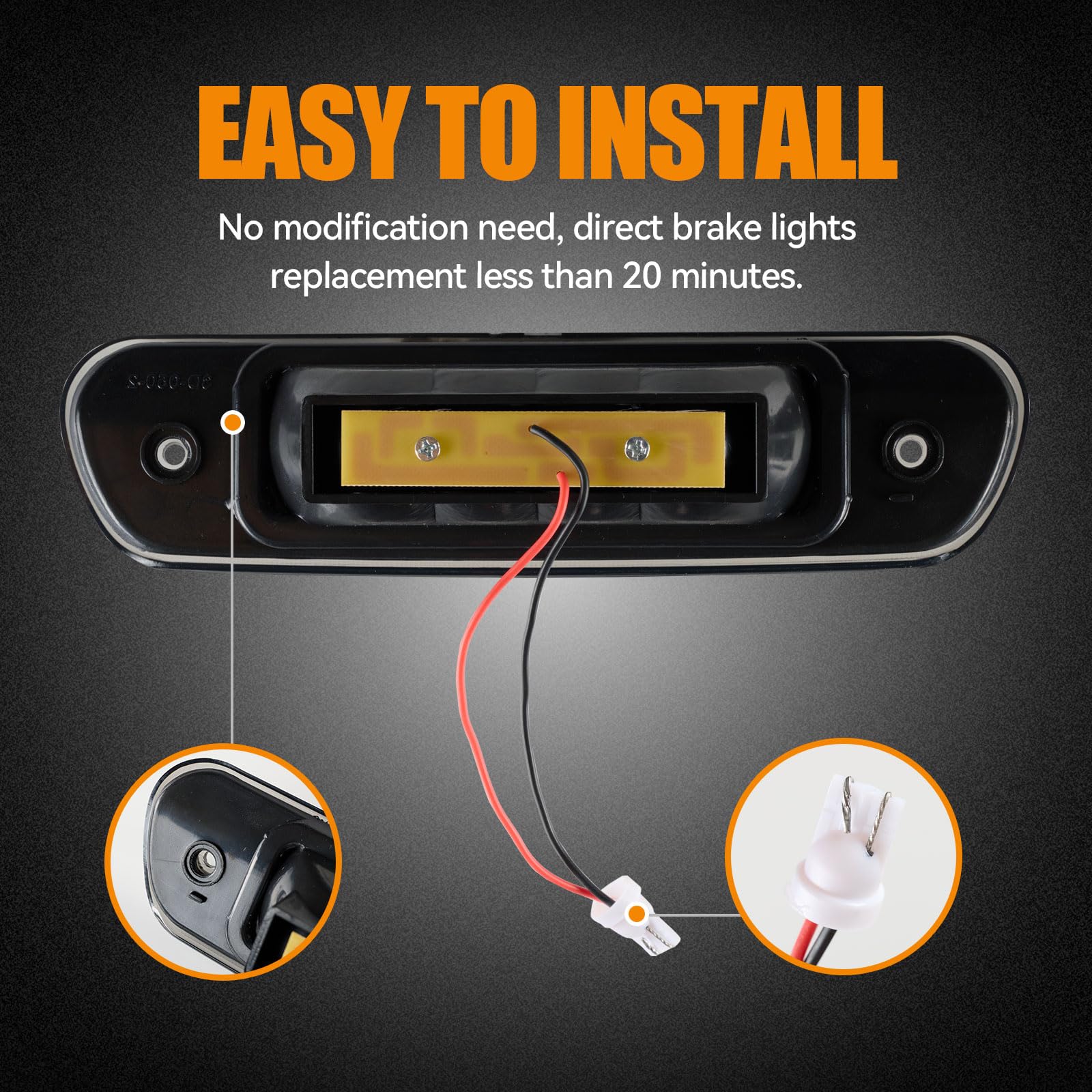 Cxdar Third 3Rd Brake Led For 1999-2004 Jeep Grand Cherokee, High Mount Rear Brake Lights Assembly For 99-04 Grand Cherokee, Wat