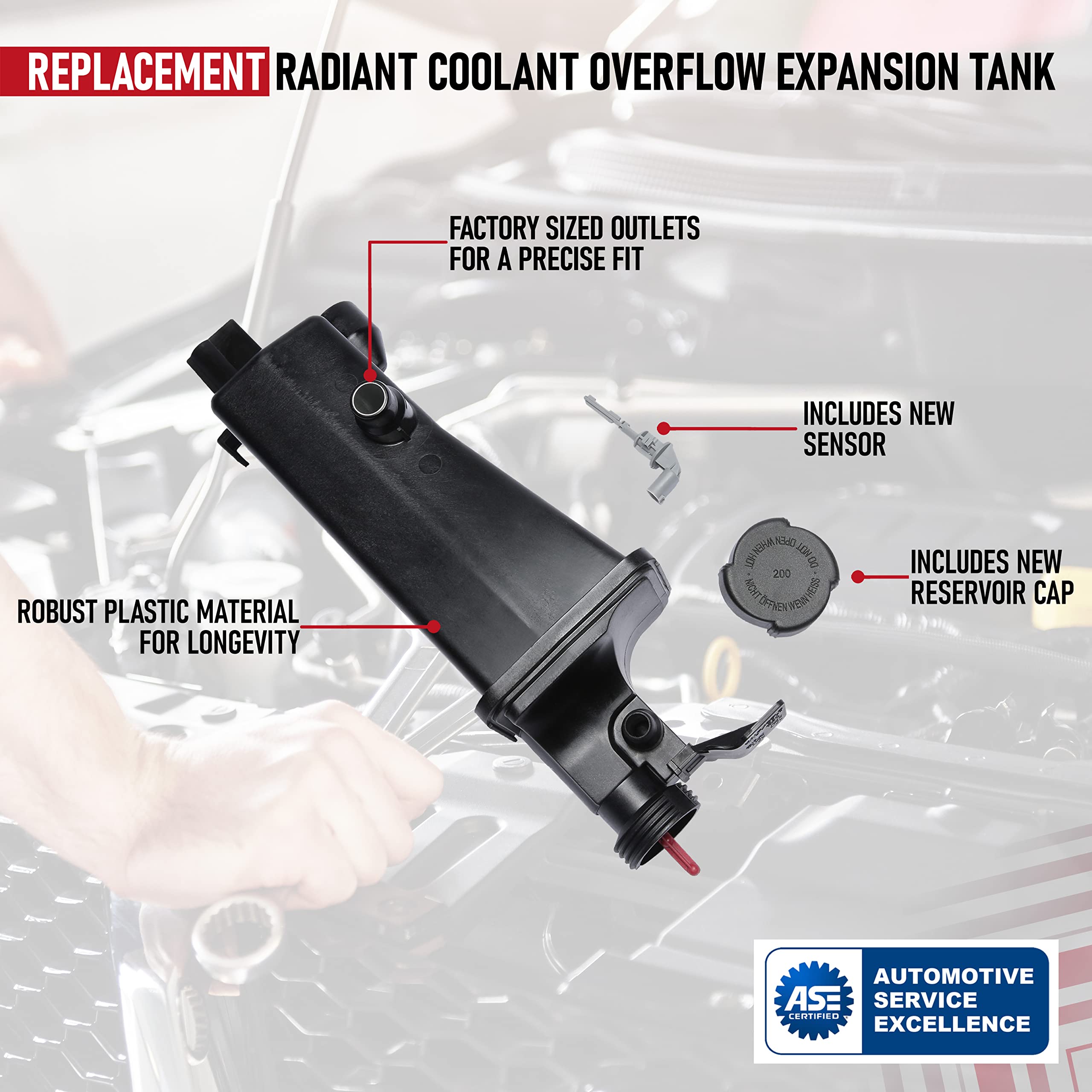 Replacement Radiator Coolant Tank With Cap And Sensor - Compatible With Bmw Vehicles - 320I, 323Ci, 323I, 325Ci, 328Ic, 330Ci, X