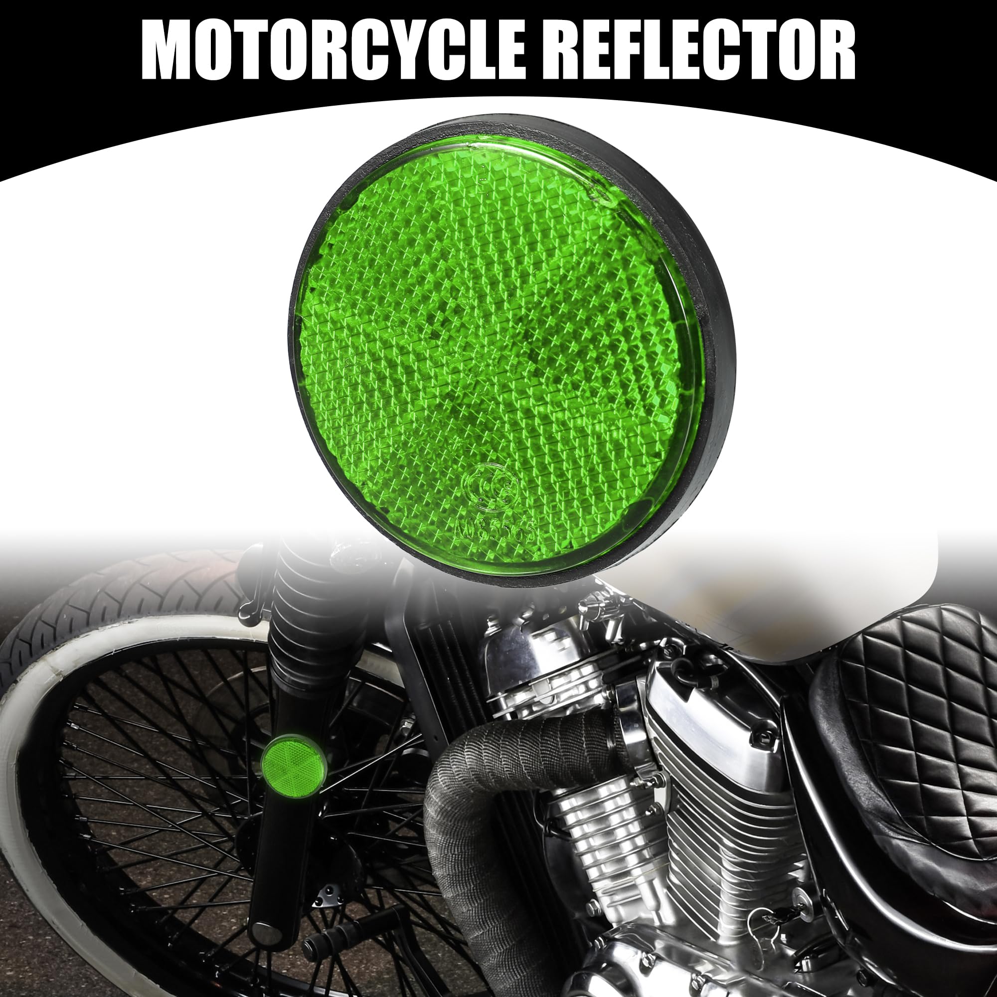 Partuto 4Pcs 2.20'X0.31' Universal Reflector - Round Motorcycle Bike Safety Reflector Increase Visibility And Safety On The Road - Plastic Green