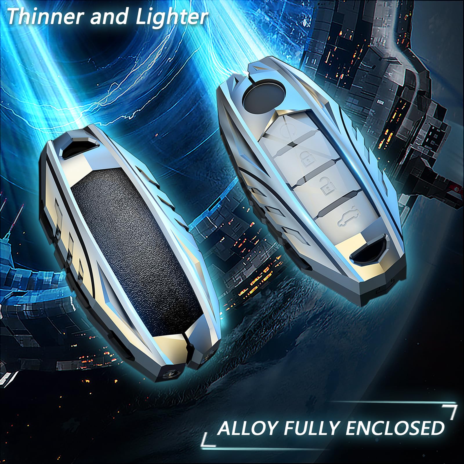 Ocezbiis For Nissan Key Fob Cover,Keychain,Zinc Alloy Protection Car Key Shell Case Compatible With Nissan Infiniti Holder Smart