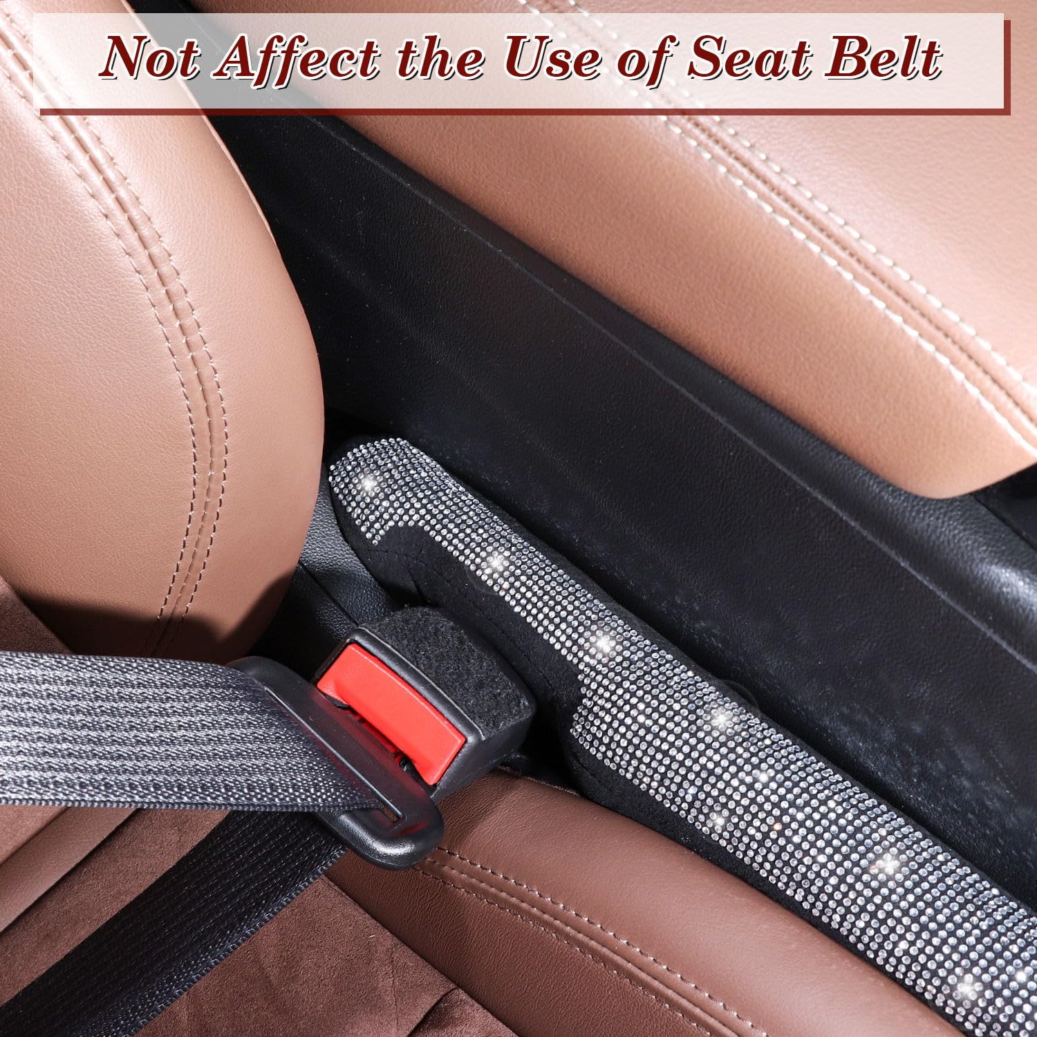 Tobequeen Bling Car Seat Gap Filler Universal Fit For Car Suv Truck, Set Of 2 Handmade Crystal Diamond Rhinestone Seat Gap Block