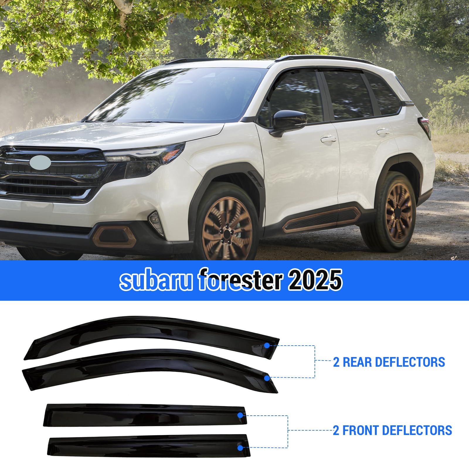 FormiPow Window Visors Rain Guards Shield for 2025 Subaru Forester, Tape-On Mugen Style, Highly Flexible Window Wind Deflectors