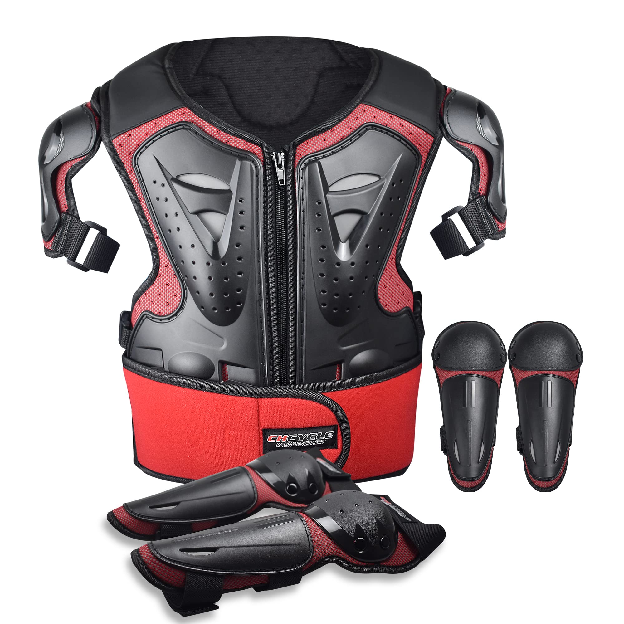 ElCYCO Kids Motorcycle Armor Suit Dirt Bike Gear Chest Protector Motocross for Kids Dirt Bike Chest Protective Gear with Elbow K