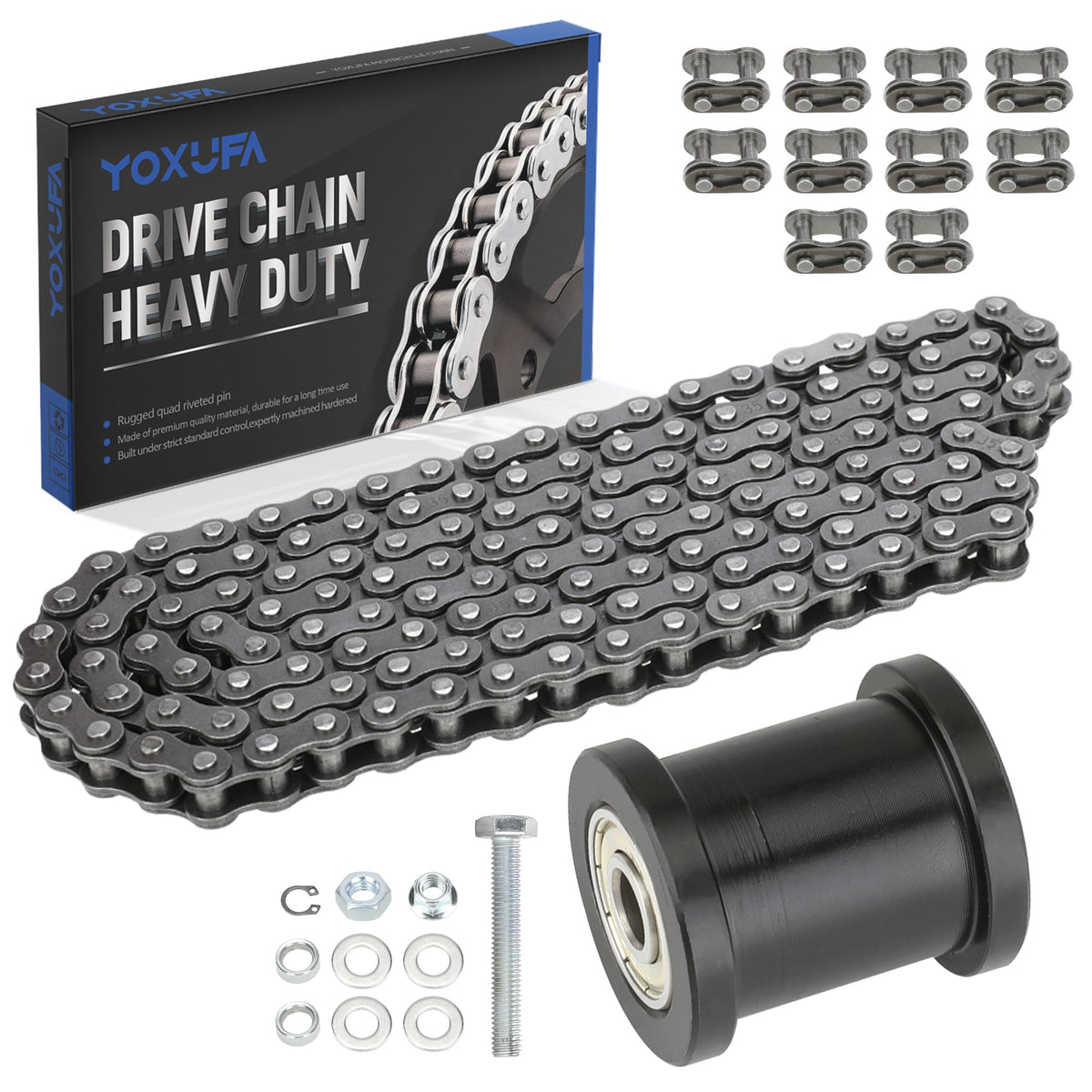 YOXUFA #35 Roller Chain 140 Links +Mini Bike Chain Tensioner for