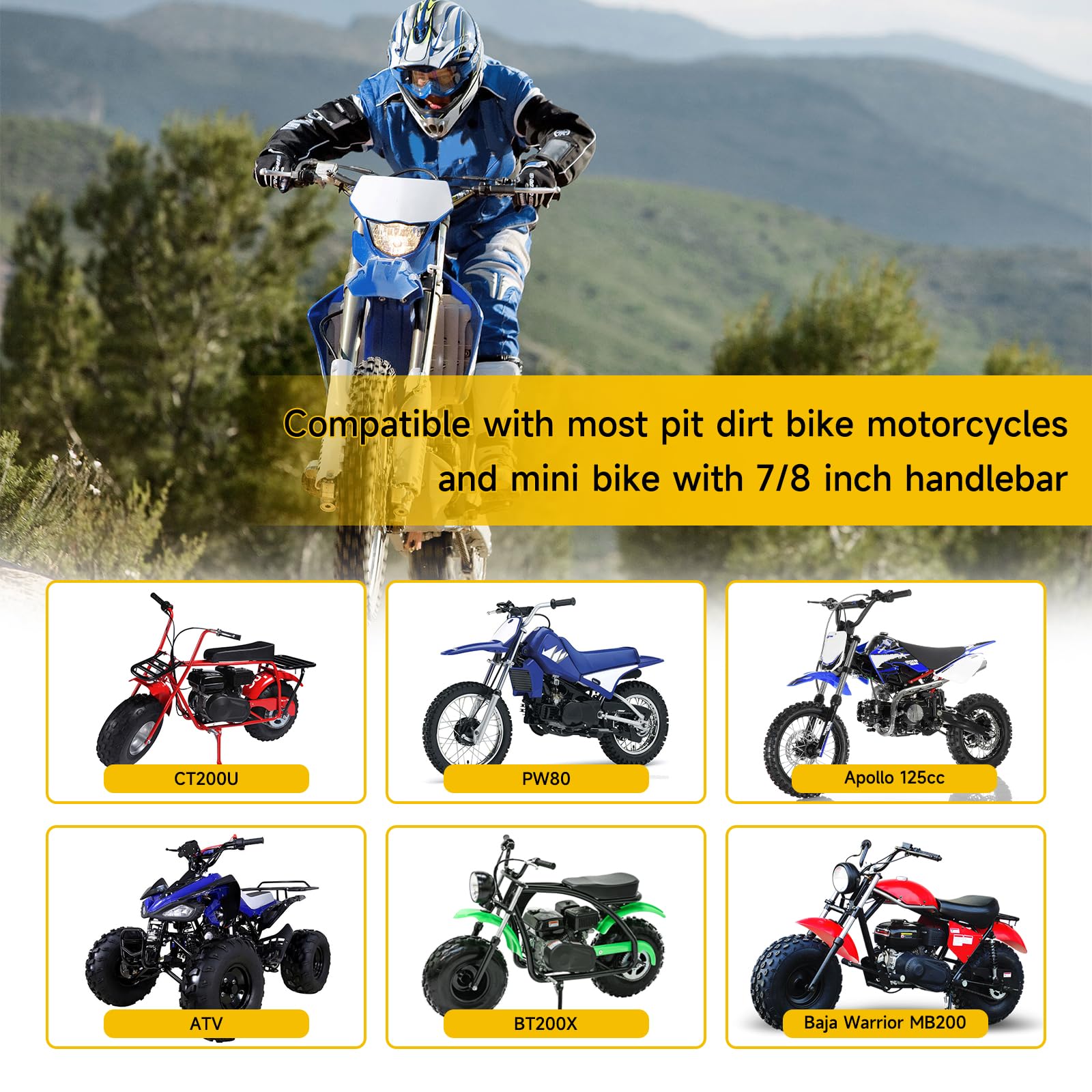 Hiaors Mini Bike Throttle Assembly Compatible With Coleman Ct200U Bt200X Ct200U-Ex, 7/8 Twist Throttle Cable Handle Grips Kit Fo