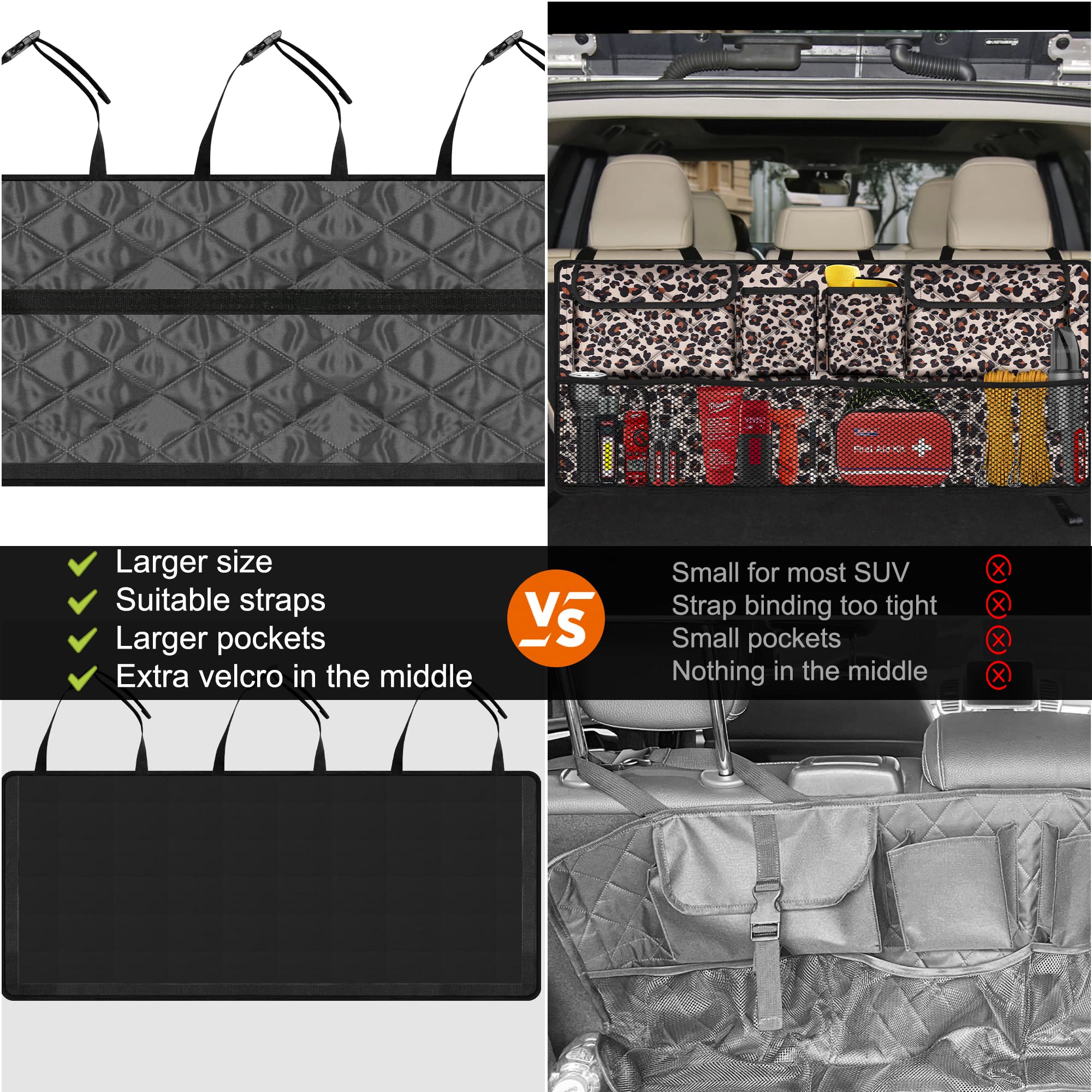 Car Trunk Organizer,Large Capacity Backseat Trunk Organizer(42''*18''),Collapsible Car Storage Bag With 8 Pocekt,Car Organizer F