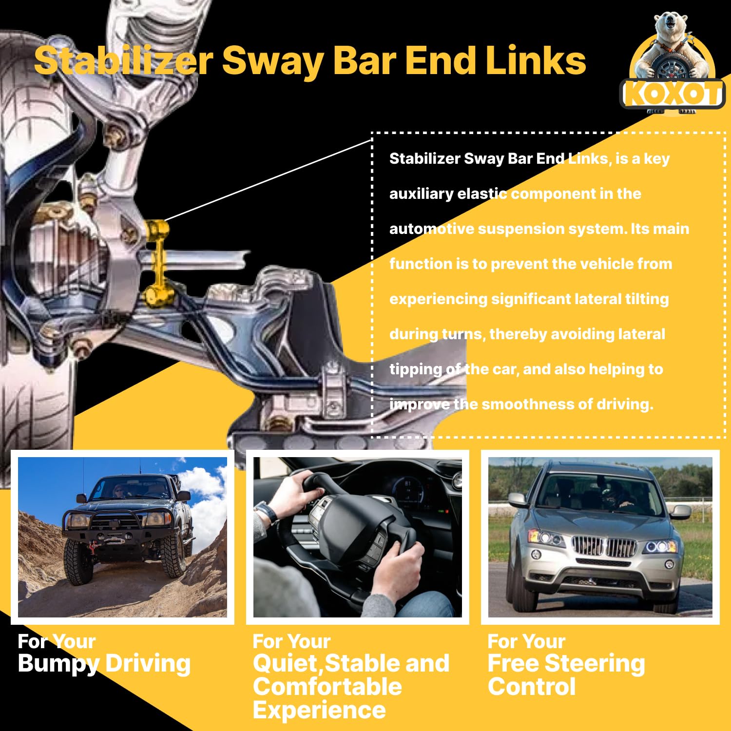 Koxot K80822 K80823 2Pcs Front Stabilizer Sway Bar Link Compatible With Chrysler 300 2005-2022, Compatible With Dodge 2008-2022