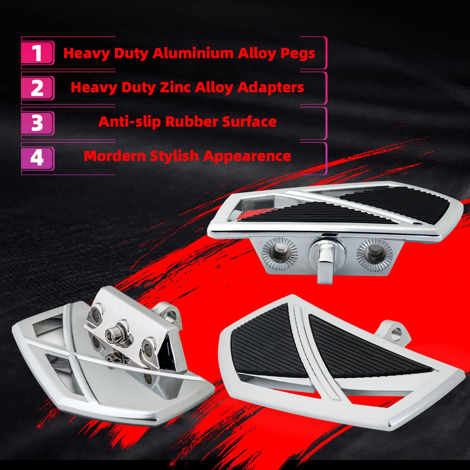 Fatecim Motorcycle Foot Pegs Pedals Rests Highway Mini Boards Driver Passenger Mini Floorboards Male Mount For Harley Dyna Fat Bob Touring Road Glide Street Glide Sportster 883 Fat Boy Chrome