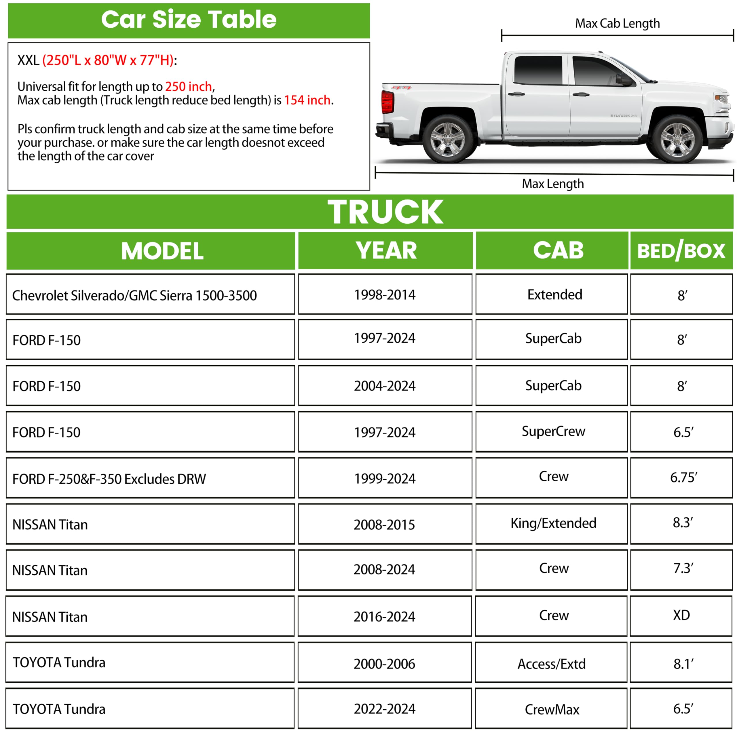 JZAHYUK Truck Cover, 6 Layers Waterproof Pickup Cover, All Weather Truck Car Cover with Zipper Door for Snow Rain Dust Protectio