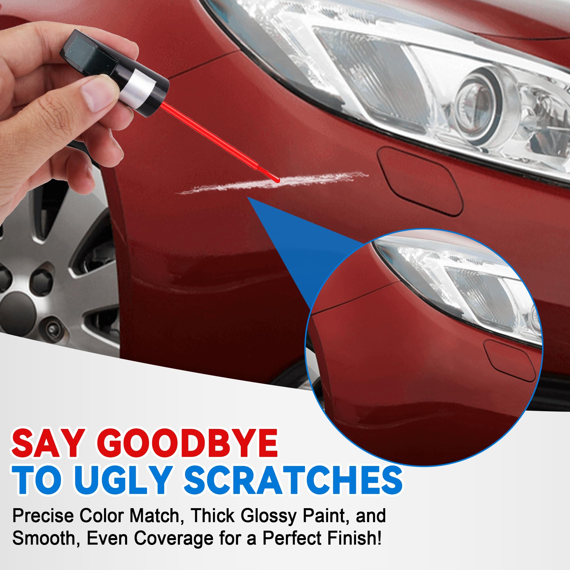 Touch Up Paint for Cars, Ruby Red Car Paint Scratch Repair, Auto Paint Repair Pen, Automotive Scratch Remover, Professional Seam