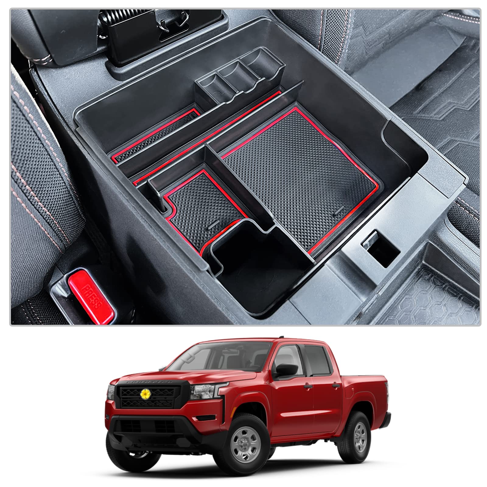 Cdefg For 2022 2023 2024 Frontier Pickup Truck Center Console Organizer Tray 2022-2024 Nisan Frontier Truck Armrest Tray Storage Box Tray Coin Container 2022 2023 2024 Frontier Truck Accessories