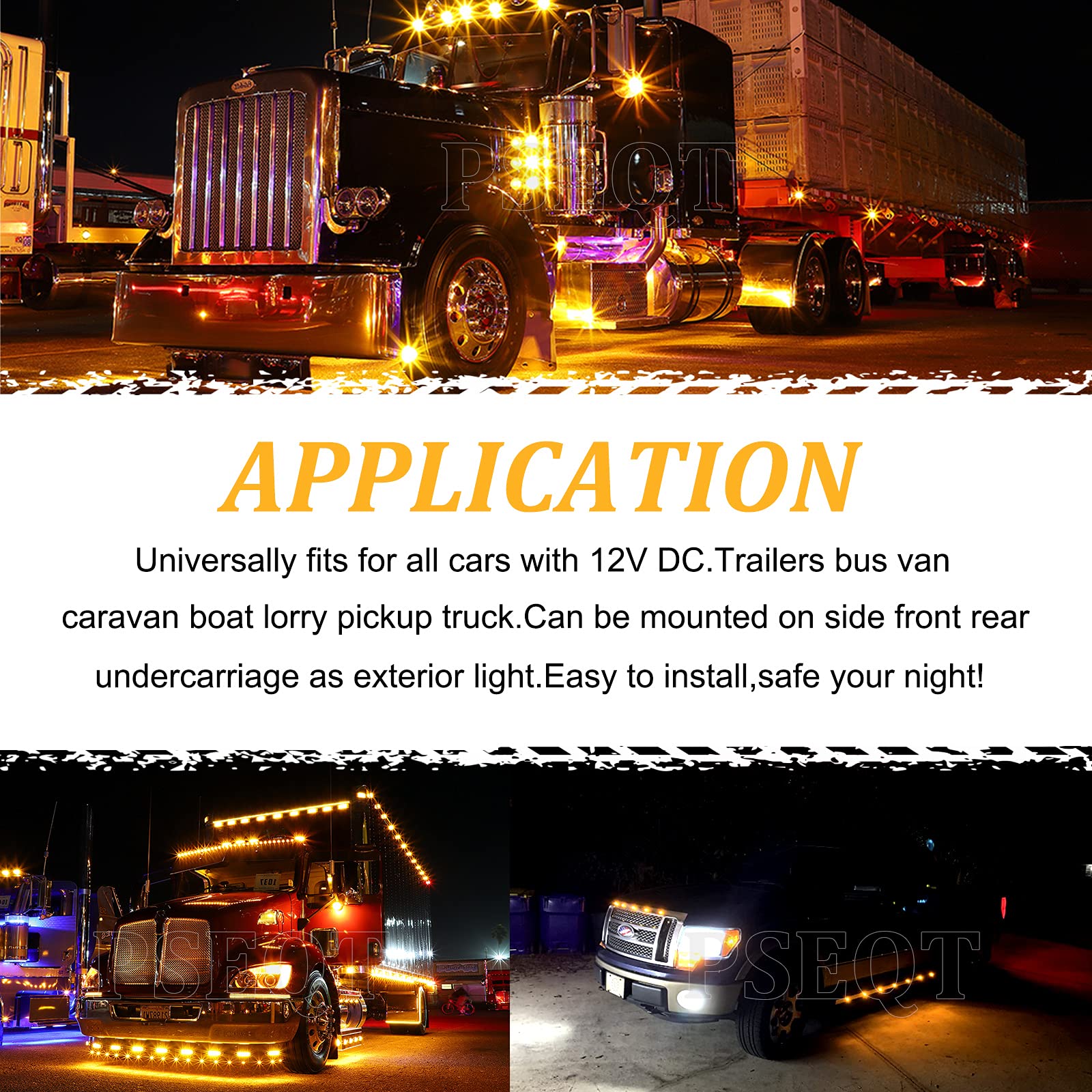 Pseqt 3/4'' Round Led Side Marker Lights Clearance Turn Signal Indicators Bullet Grommet Light Waterproof For Trailer Truck Car