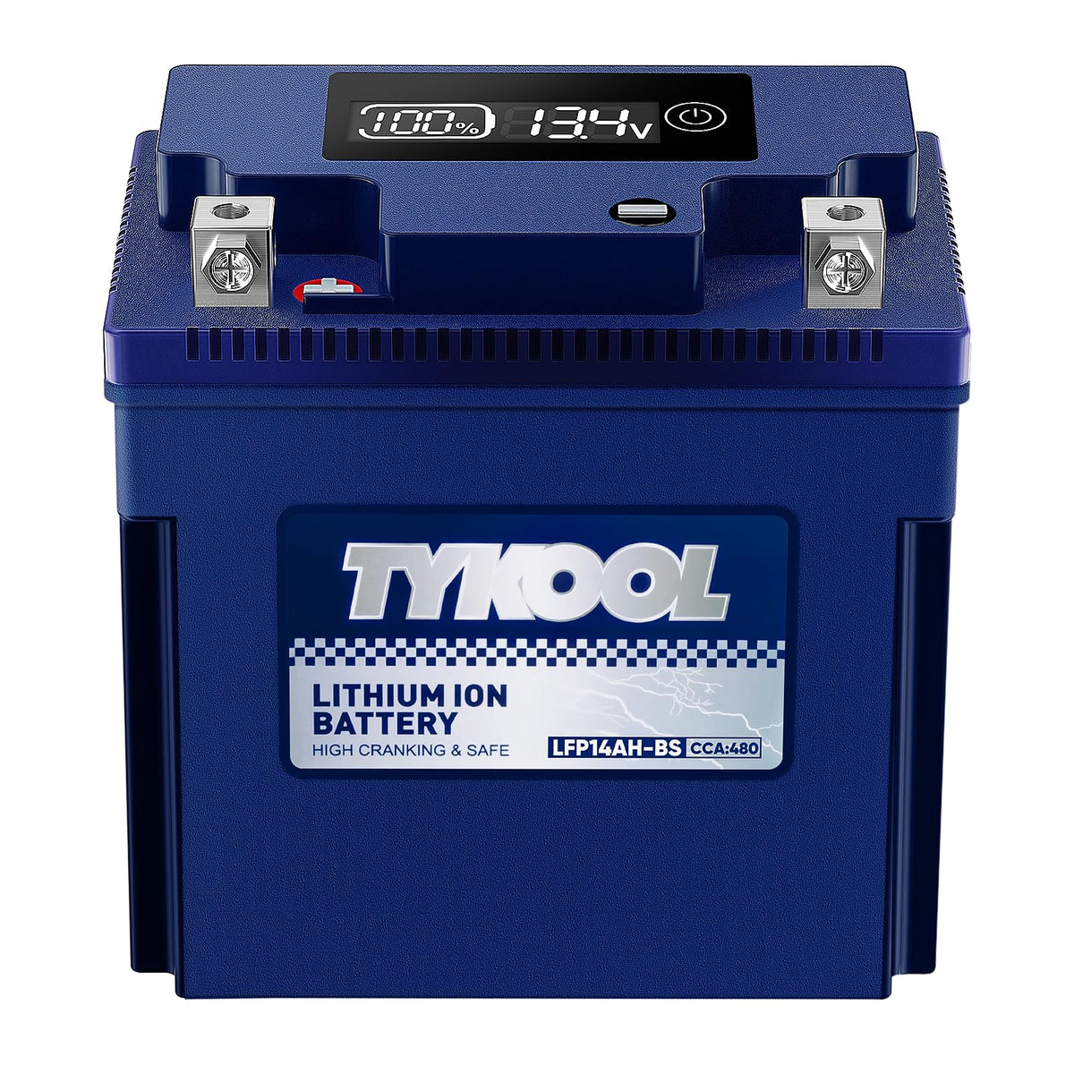 Tykool Ytx14Ah-Bs High Performance Lifepo4 Lithium Atv Battery,12V 8Ah,480Cca,5X Longer Life,Digital Readout,Fits For Polaris Sp