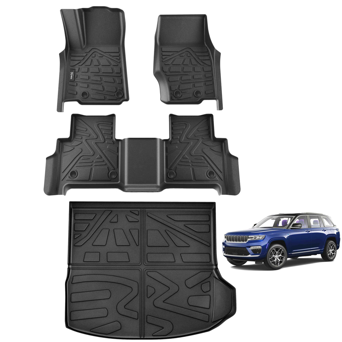 All Weather Floor Mats Cargo Liner Fit For 2022-2025 Jeep Grand Cherokee 2-Row Wl74 (Include 4Xe, Not Wk Or L) 5-Seat Only, Tpe