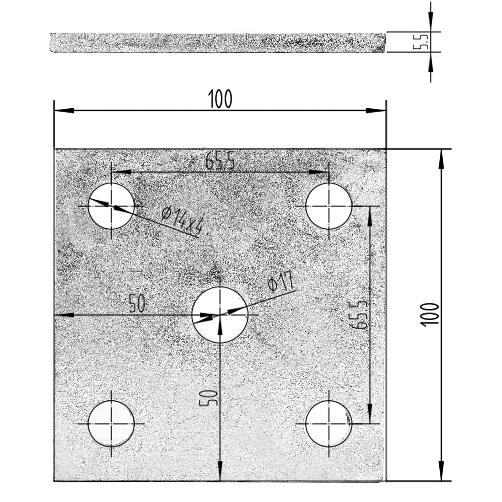 Hot-dip Galvanized Zinc Square U Bolt Kit for Boat Trailer Axle Leaf Springs, for 2x2 Axle - 5 1/4'' Long,2 inch Wide Square U-B