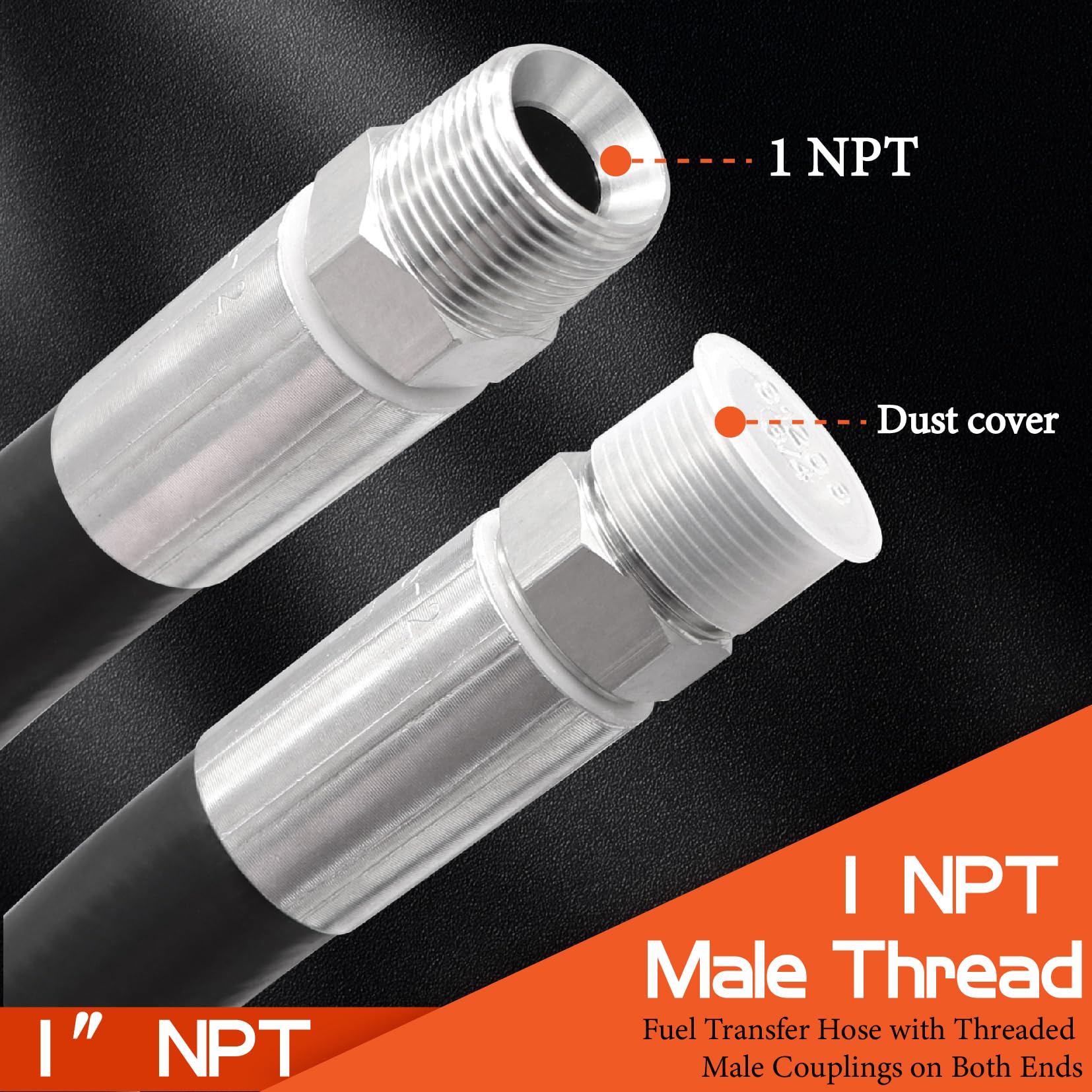 Ruikarhop 1'' Fuel Transfer Hose 10Ft,Farm Pump Hose With Male Npt Fittings For Gasoline,Diesel,Biodiesel