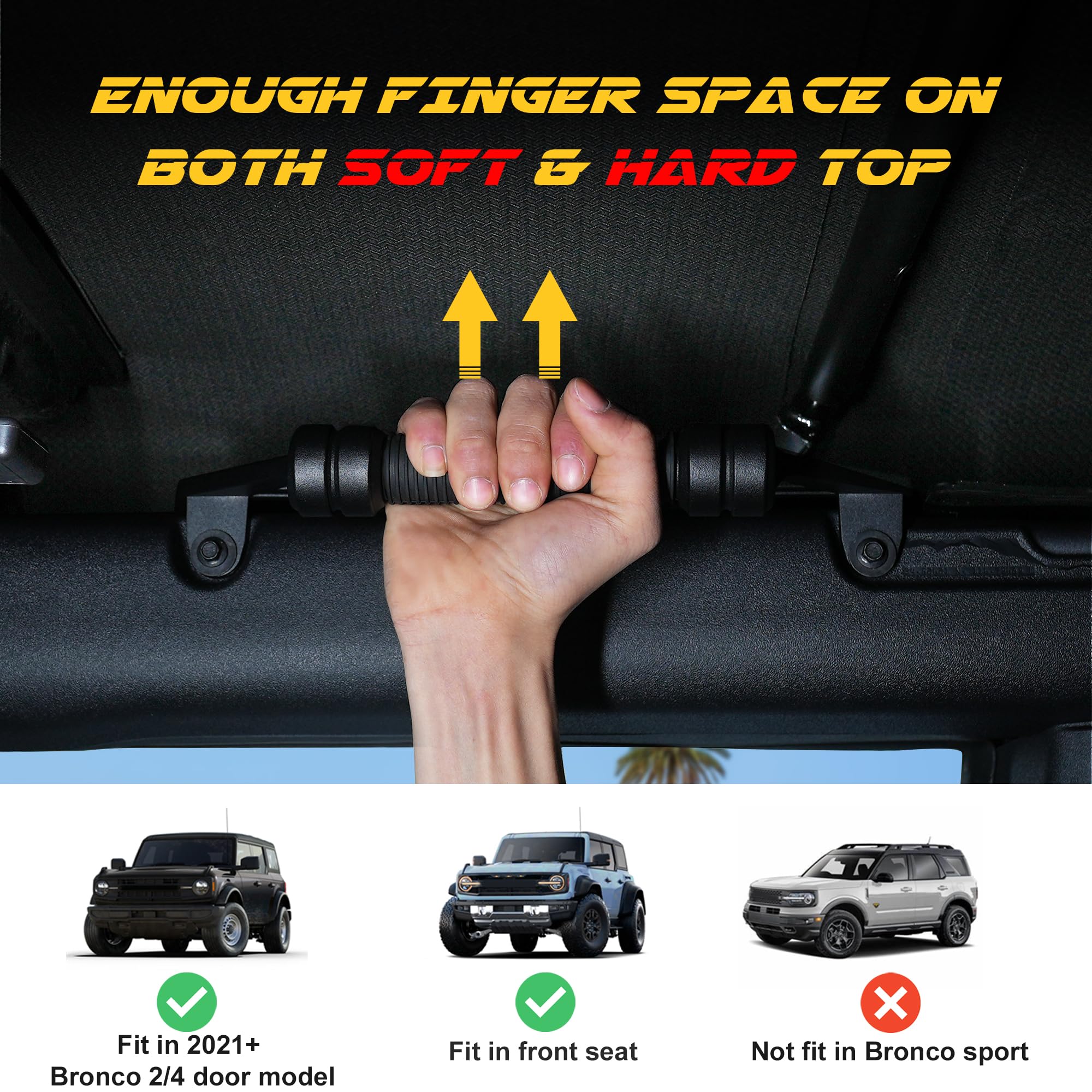 REFORM DESIGN Aluminum Grab Handles - Black, Front Seat (2 Pack), Compatible with Ford Bronco 2021-2024, Durable Metal Grip
