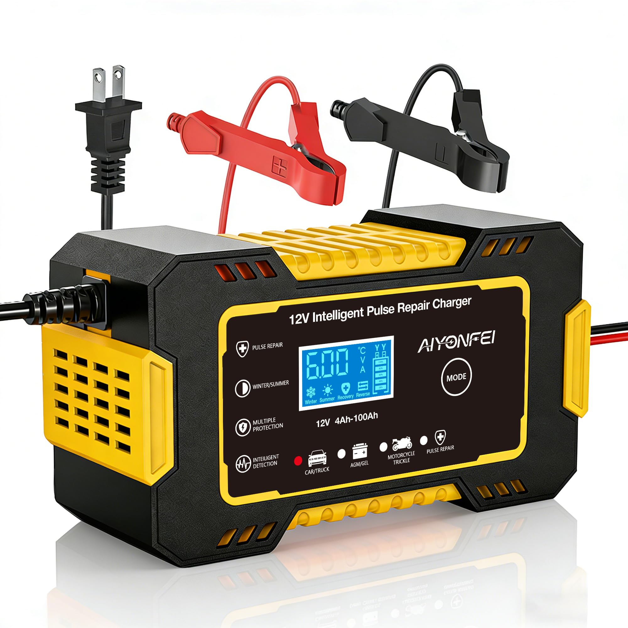 6A Battery Charger 12V Smart Battery Maintainer Trickle Charger and Car Battery Desulfator with Temperature Compensation for Car