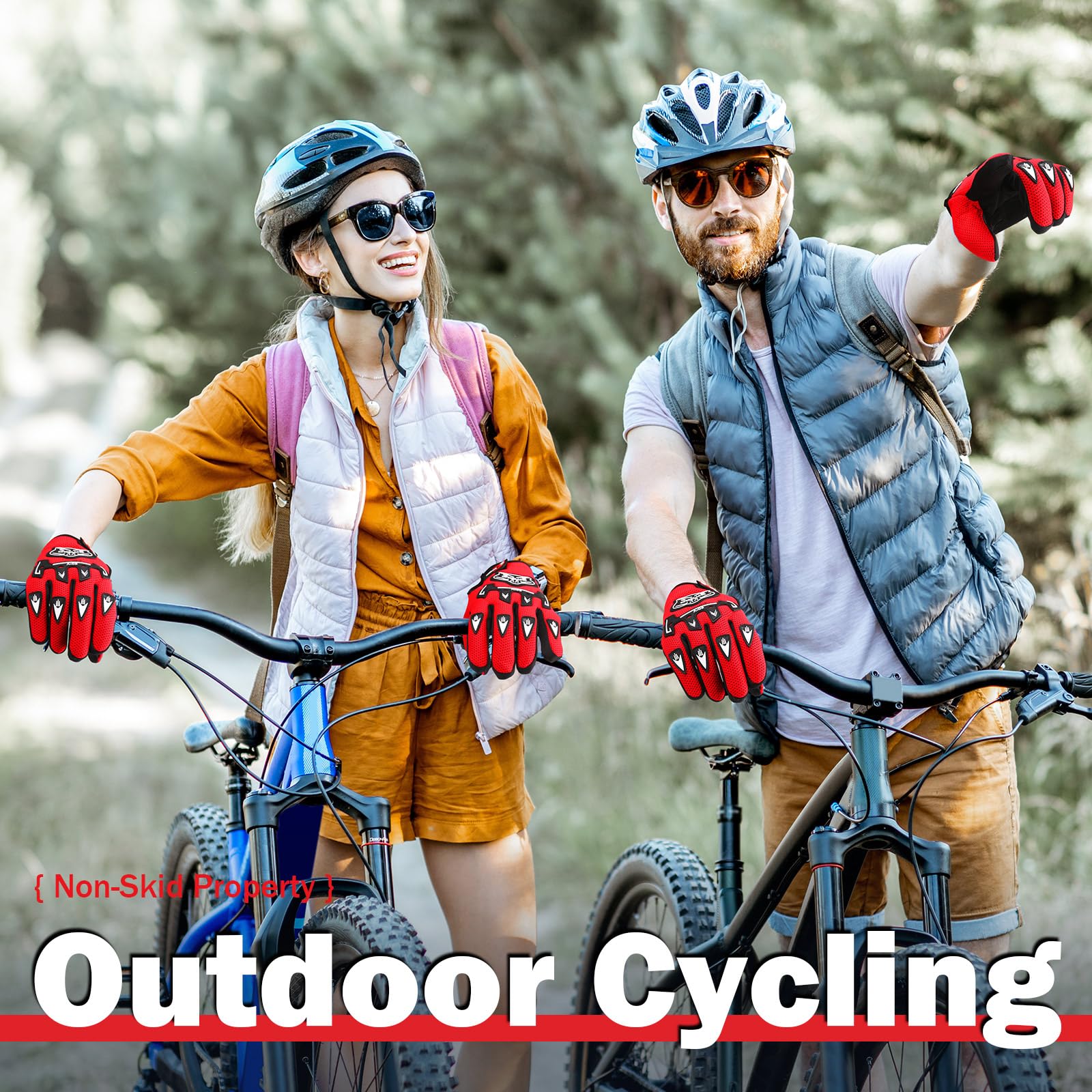 Frienda Motorcycle Gloves Riding Dirty Bike Gloves Racing Winter Power Sports Supplies For Riding Cycling Hiking Outdoor(Red,9.0