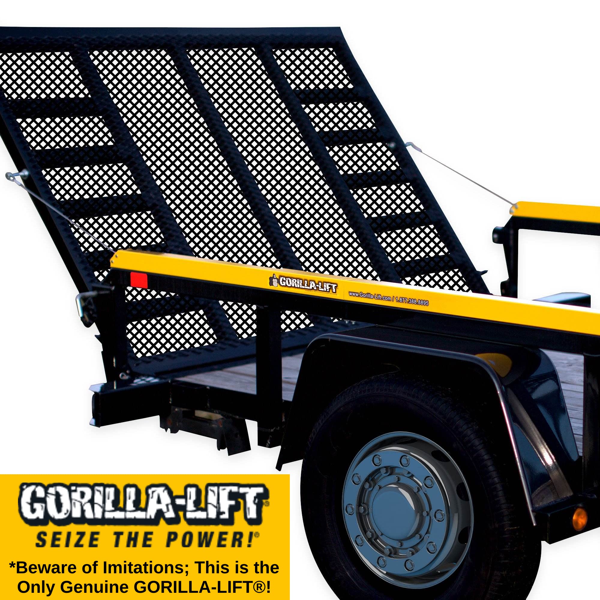 GORILLA-LIFT 2-Sided Trailer Tailgate Lift Assist - Alloy Steel, 6' x 2" x 2", Yellow, Model GOR2LIFT
