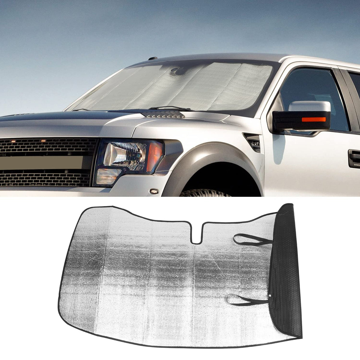 Jimen Compatible with Ford F150 2009-2014, Car Windshield Sunshade Reflective Sun Visor Window Sunscreen