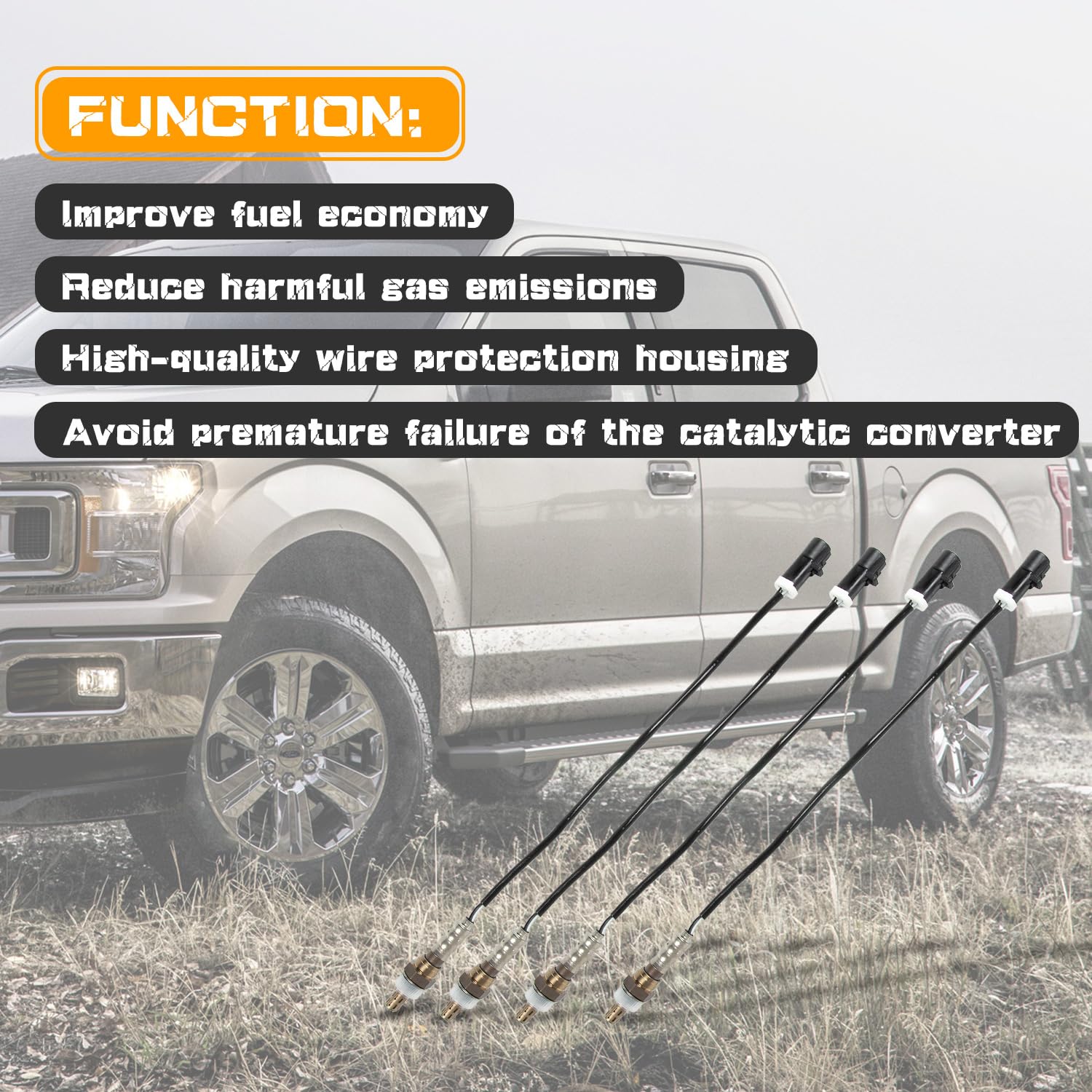 O2 Oxygen Sensor 15717 Downstream Upstream Compatible With 1990-2014 Ford F150 F250 F350 Ranger Escape Explorer Lincoln Mazda Mercury Replaces 15716 15718 Set Of 4