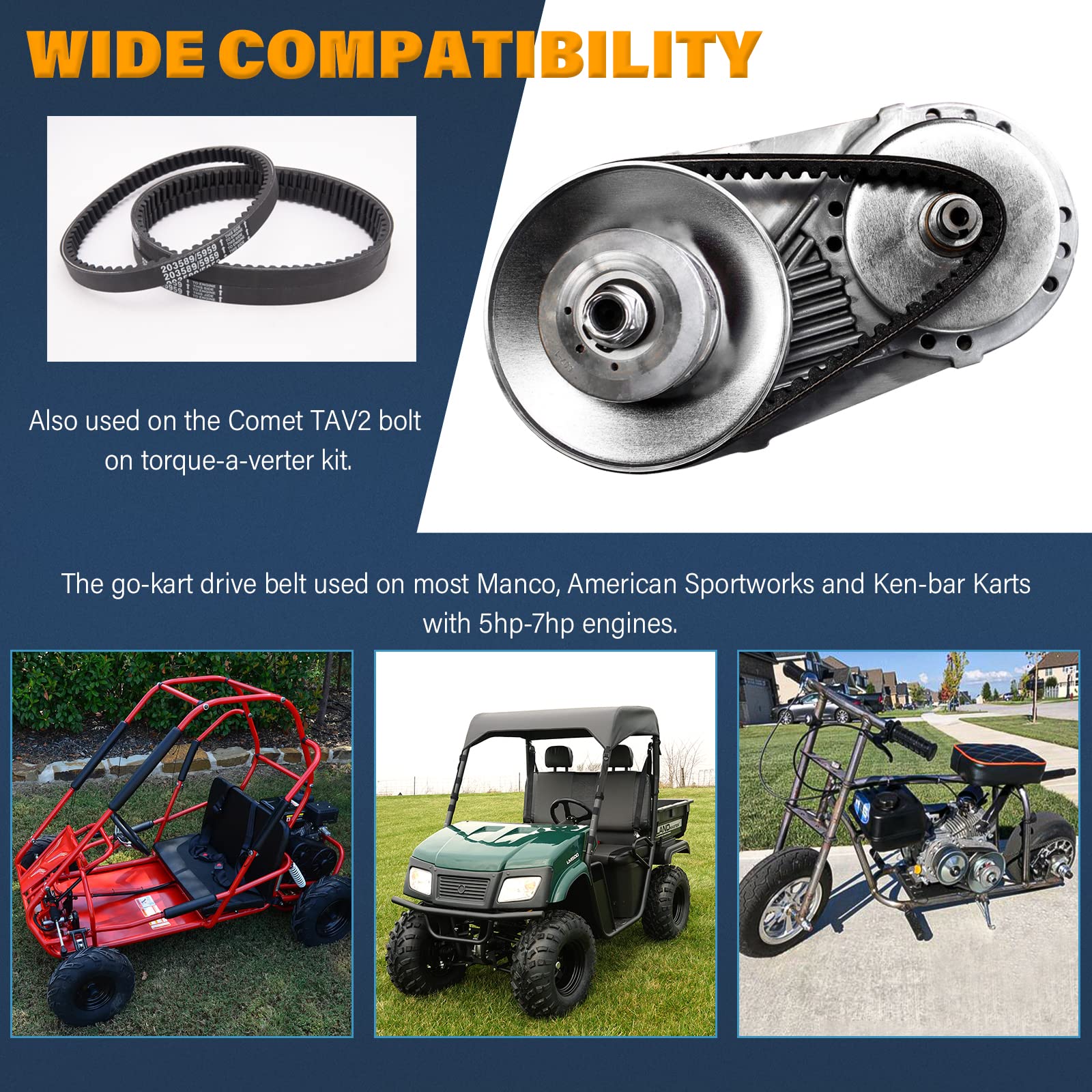 30 Series Go Kart Drive Belt Replaces Manco 5959 / Comet 203589 (3PC)