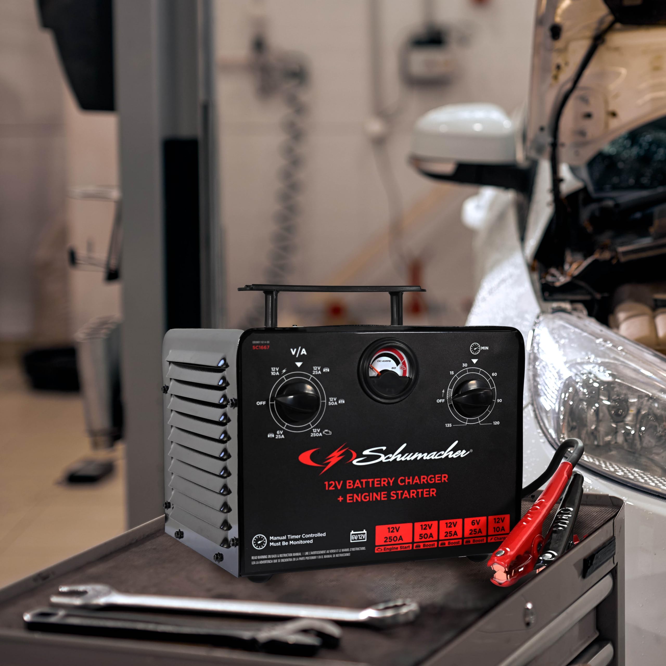 Schumacher Electric 6V/12V Time Controlled Battery Charger & Engine Starter - Precision Controlled Charger with 135-minute Timer