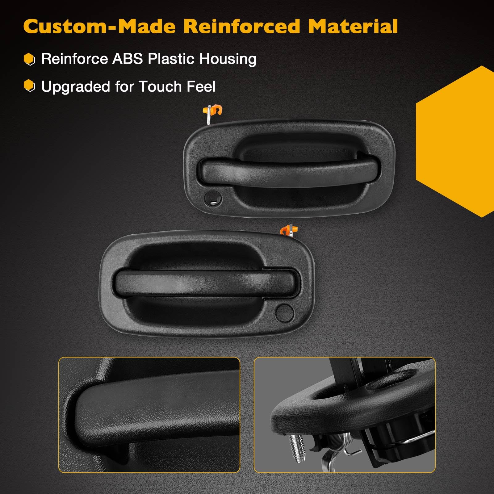 Exterior Door Handle Front Left & Right Pair With Key Hole | For 1999-2007 Chevy Silverado Suburban Tahoe Avalanche Gmc Sierra Yukon Cadillac Escalade | Replaces# 15034985, 15034986