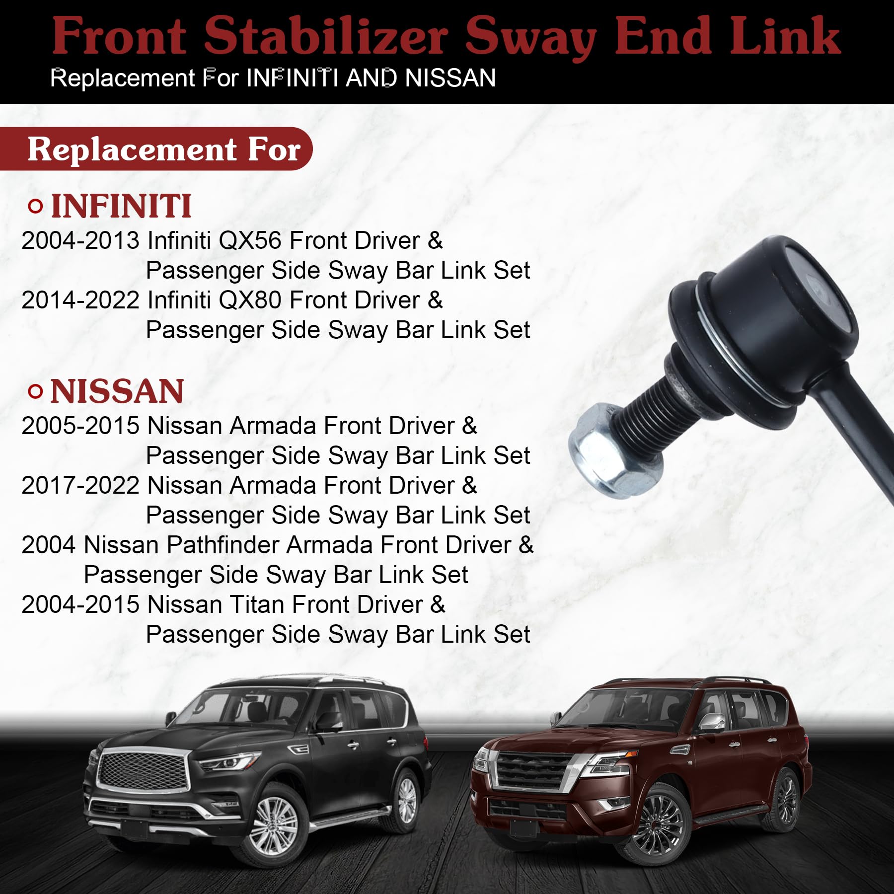 Stiueoav K750146 Sway Bar Link - Front Stabilizer End Link Compatible With 2004-2013 Qx56 ?2014-2022 Qx80 ?2005-2015 Armada?2017