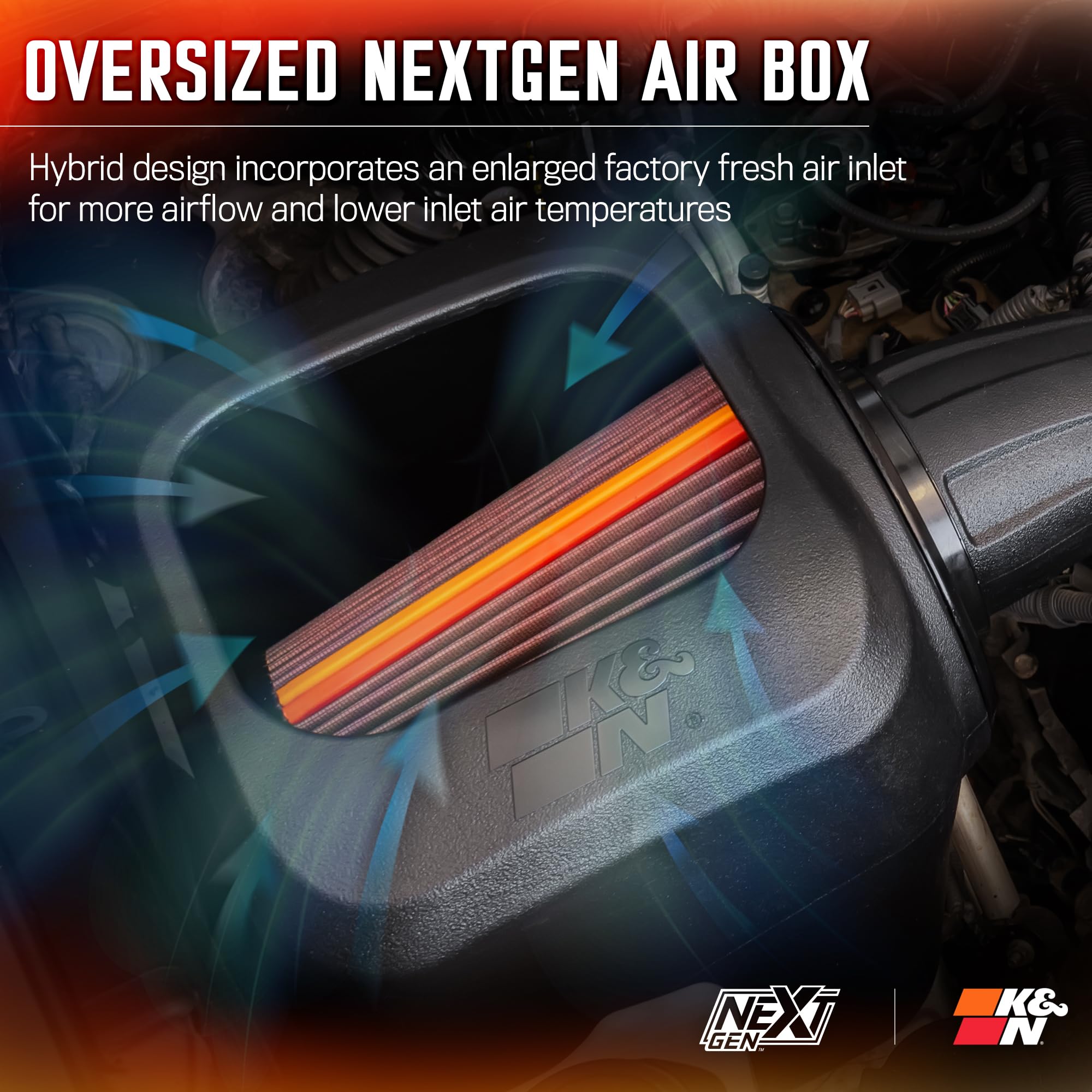 K&N Nextgen Cold Air Intake System: High-Flow Cotton Filter: Compatible With 2016-2023 Toyota: Tacoma 2016-2023, 50-9039