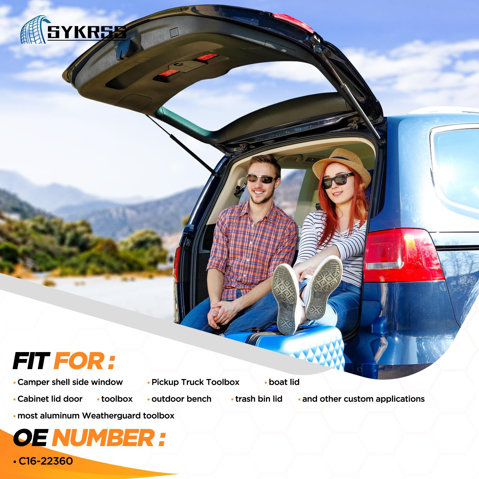 SYKRSS C16-22360 C1622360 13 '' Gas Strut 13inch 35Lbs/156N Struts Shock Lift Support Gas Spring for Camper Shell Side Window,Pi