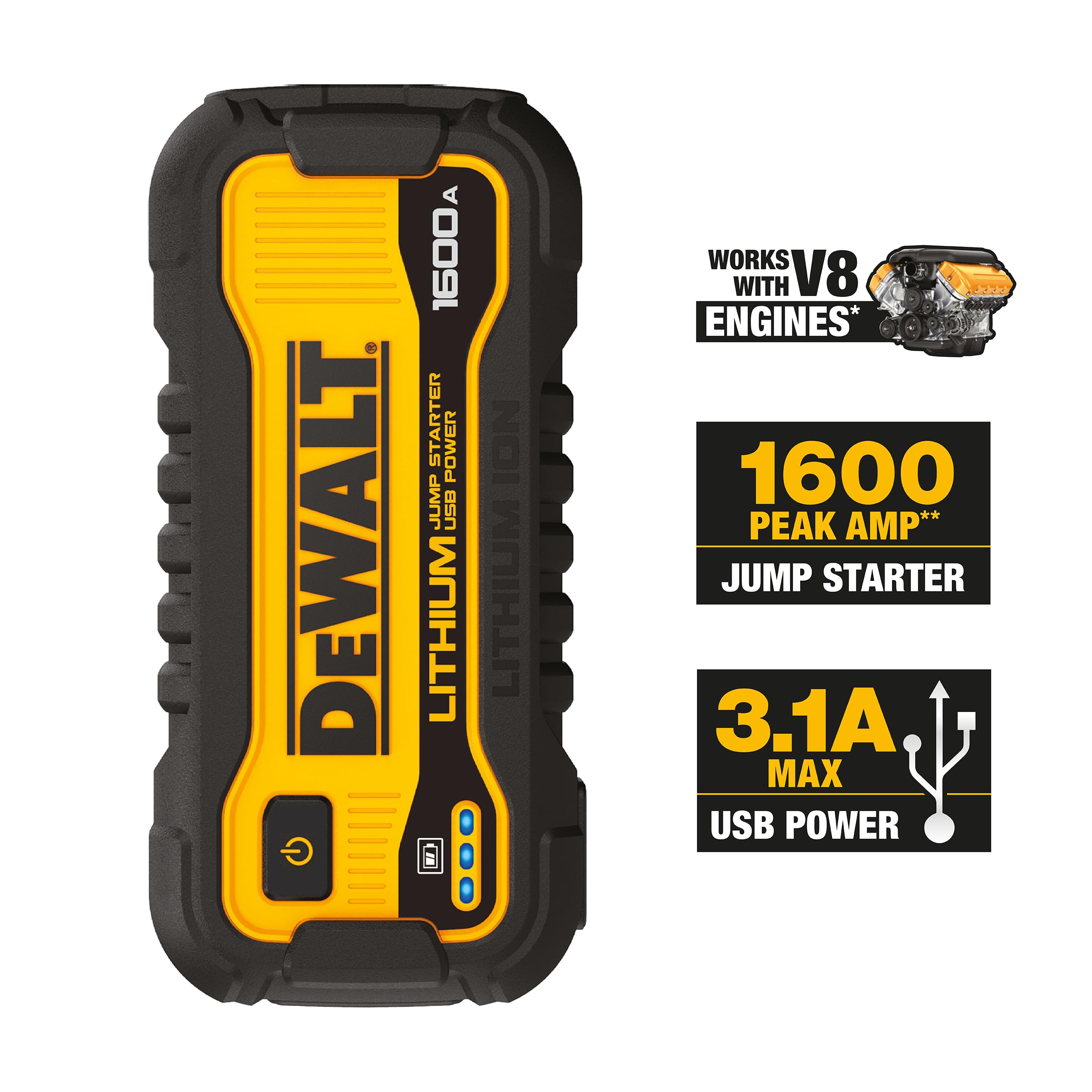 Dewalt Dxaelj16 1600 Peak Amp Jump Starter Battery Booster With Usb Power Station