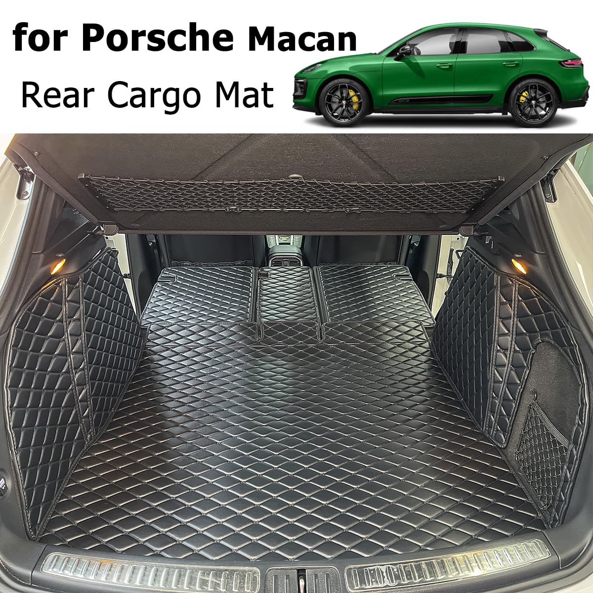 7Deekei For 2015-2024 Porsche Macan Trunk Mat And Rear Backrest Mat Cargo Liners All Weather Anti-Slip