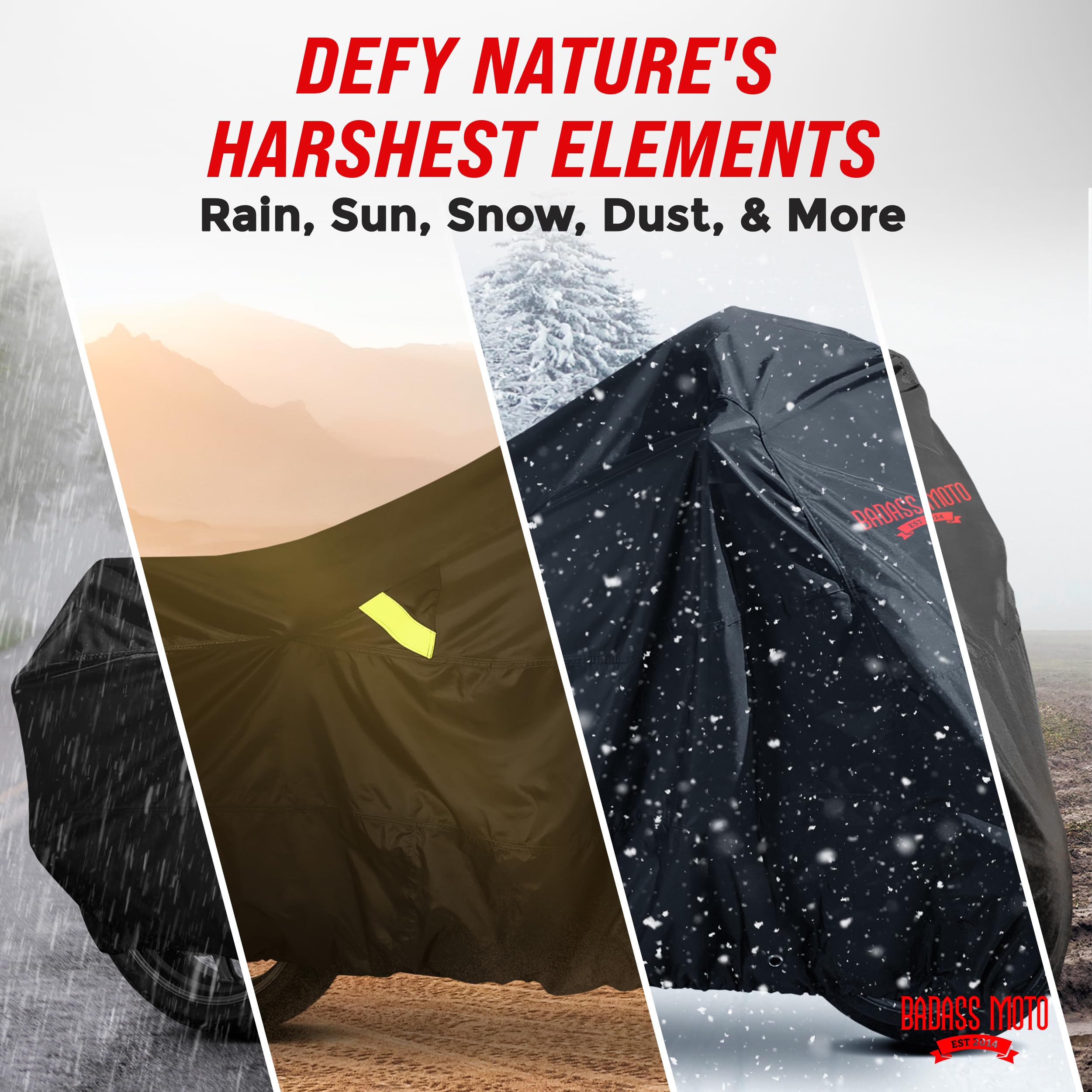 Badass Moto - Extra Large Motorcycle Cover Waterproof Outdoor, Heavy Duty Motorcycle Cover, For Harley Davidson Motorcycle Cover