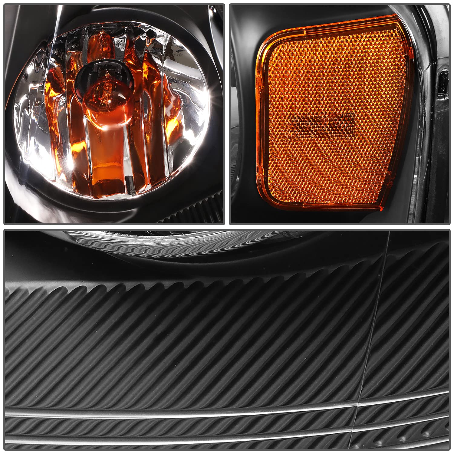 Dna Motoring Hl-Oh-F1504-Bk-Am Black Amber Headlights Replacement Compatible With 04-08 F-150/06-08 Mark Lt