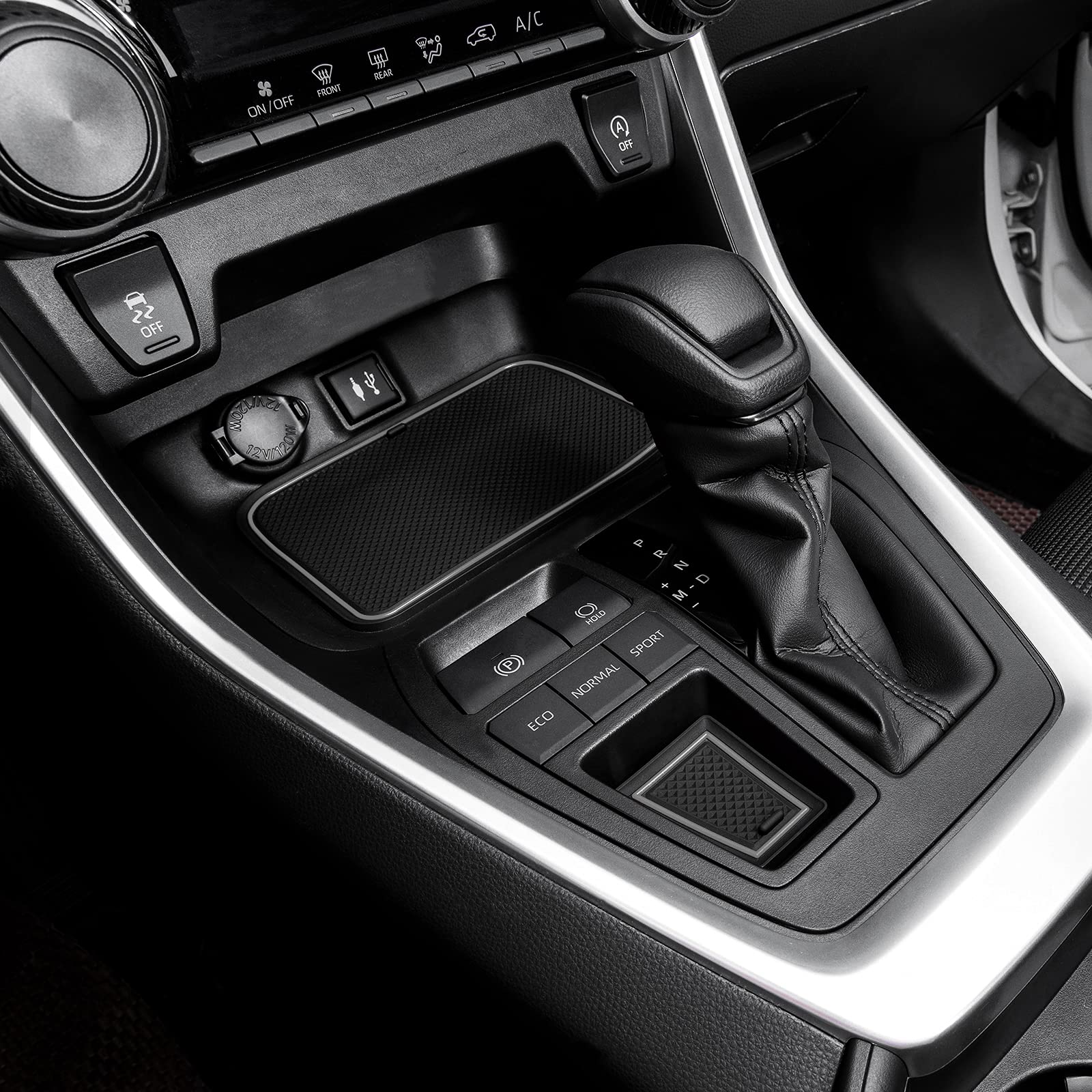 Jdmcar Liner Accessories Compatible With Toyota Rav4 2023 2022 2021 2020 2019, Custom Fit Cup Holder, Center Console, And Door Pockets Rubber Inserts Kit (Gray Trim) - 15 Pc Set