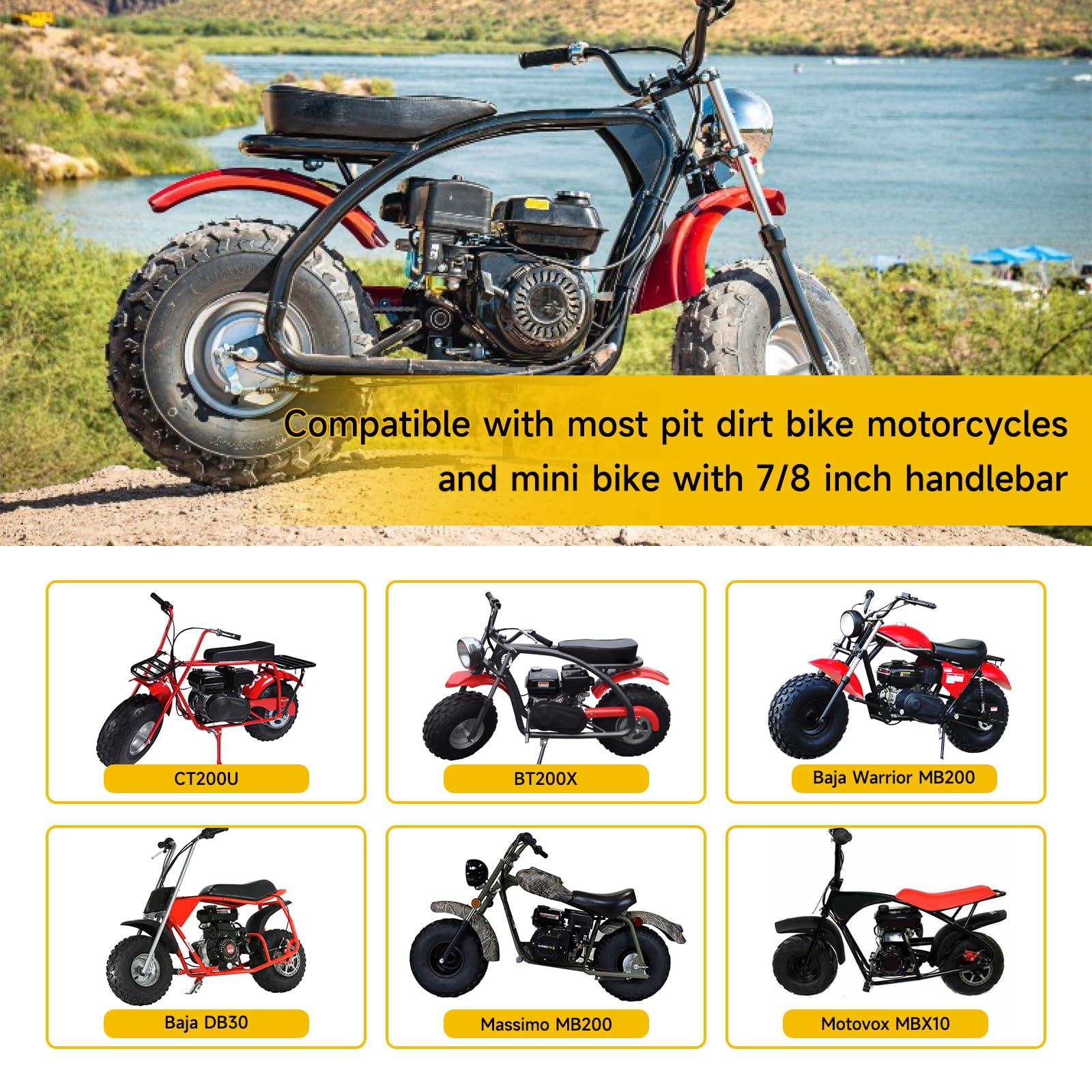 HIAORS 7/8 Mini Bike Throttle Cable Assembly Kit for Coleman CT200U, BT200X, Baja Warrior, Motovox 212cc, 196cc Engines - A