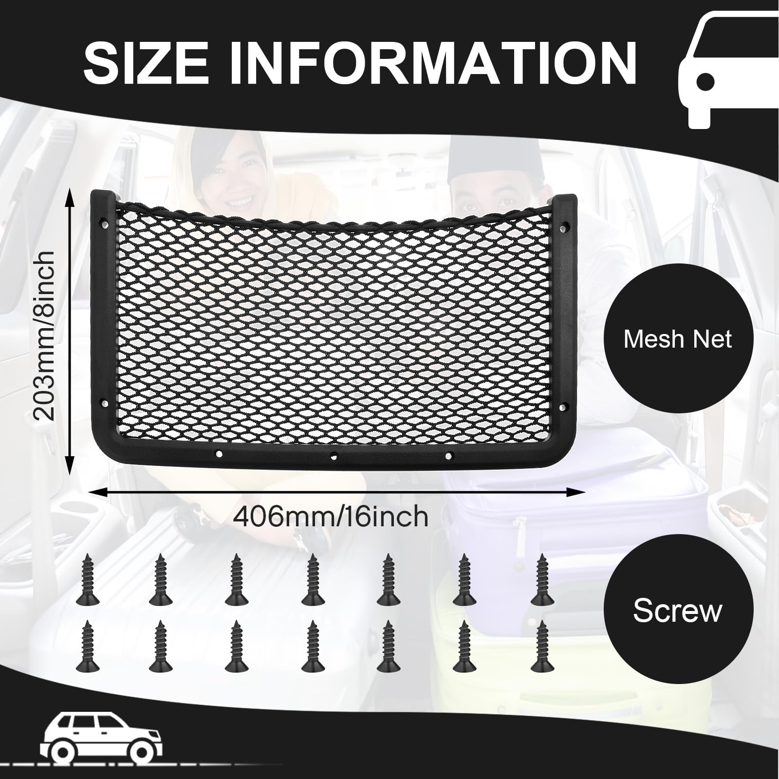 Frienda 4 Pcs Abs Plastic Frame Car Storage Net Bag Phone Car Mesh Net Holder Rv Storage Boat Cargo Pocket Organizer Framed Mesh
