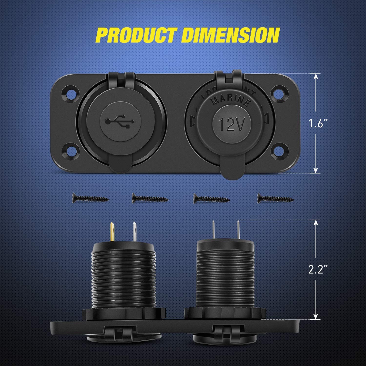 Nilight Qc 3.0 Usb Charger And Cigarette Lighter Socket Pre-Wired 12V-24V Dual Usb Car Charger With Cigar Lighter Power Socket F