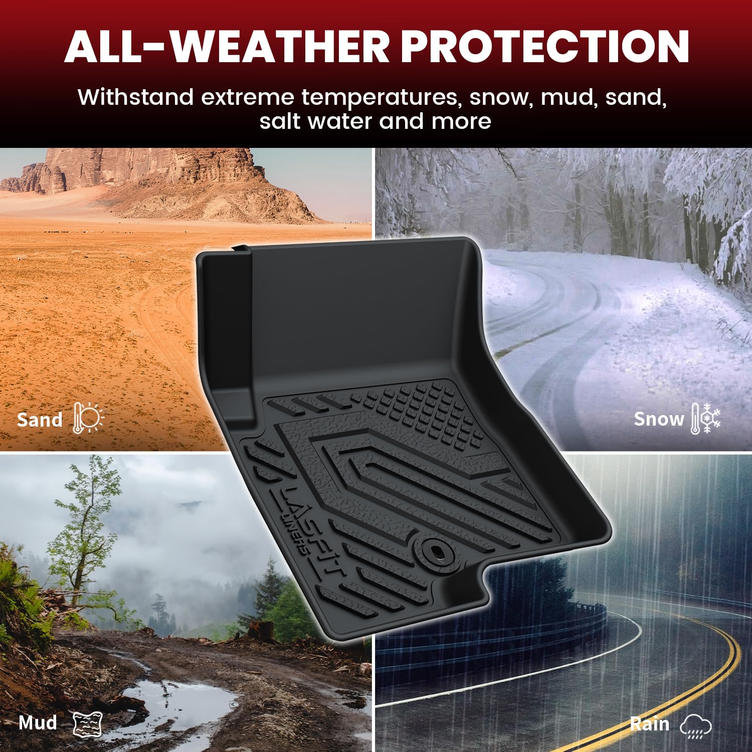 Lasfit Floor Mats & Trunk Mat For Jeep Compass 2007-2017 All Weather Tpe Custom Fit Car Mats Floor Liners Cargo Liner Cargo Mat