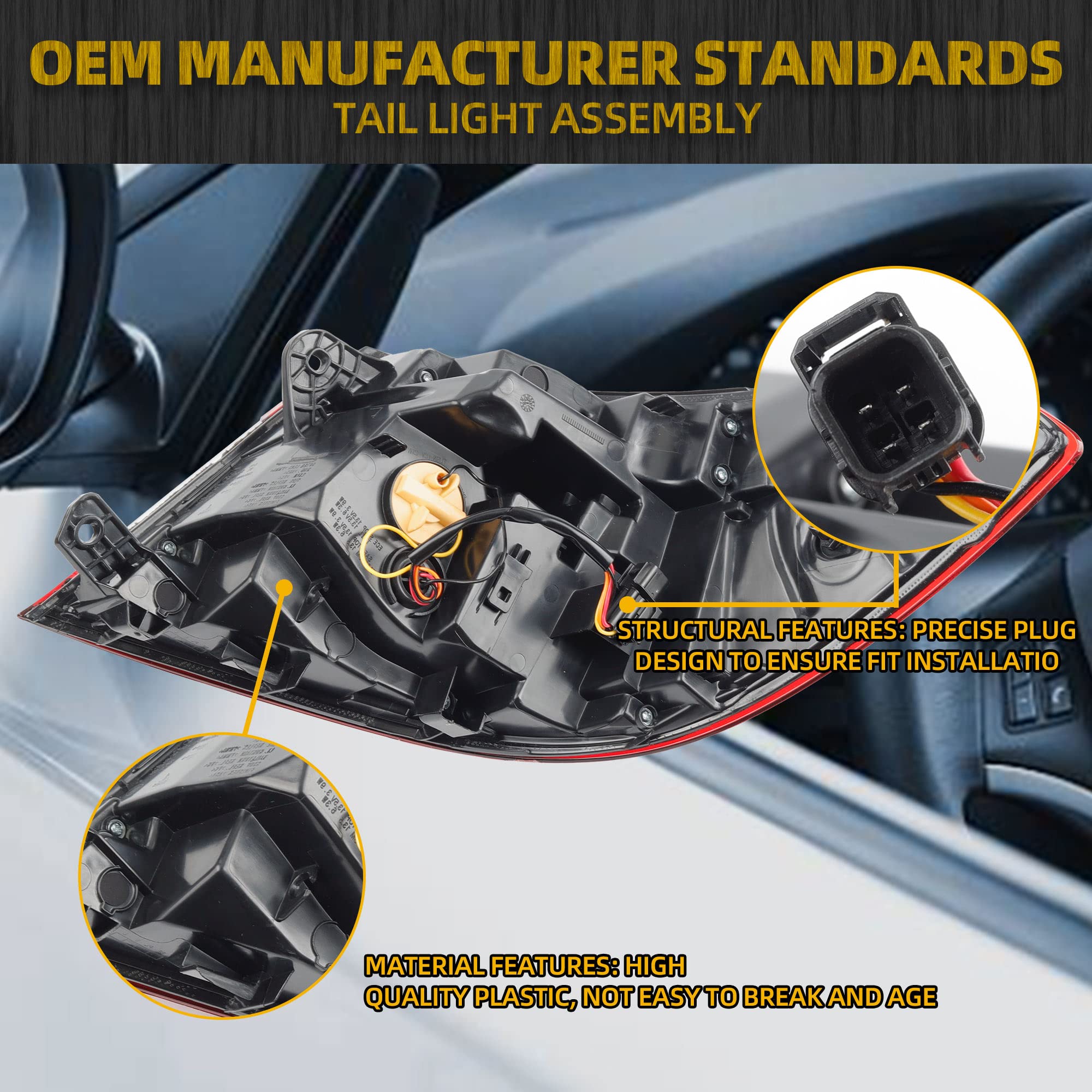 Dasbecan Left Driver Side Led Tail Light Assembly Compatible With 2018 2019 2020 2021 Honda Accord Sedan Rear Brake Lamp Taillig