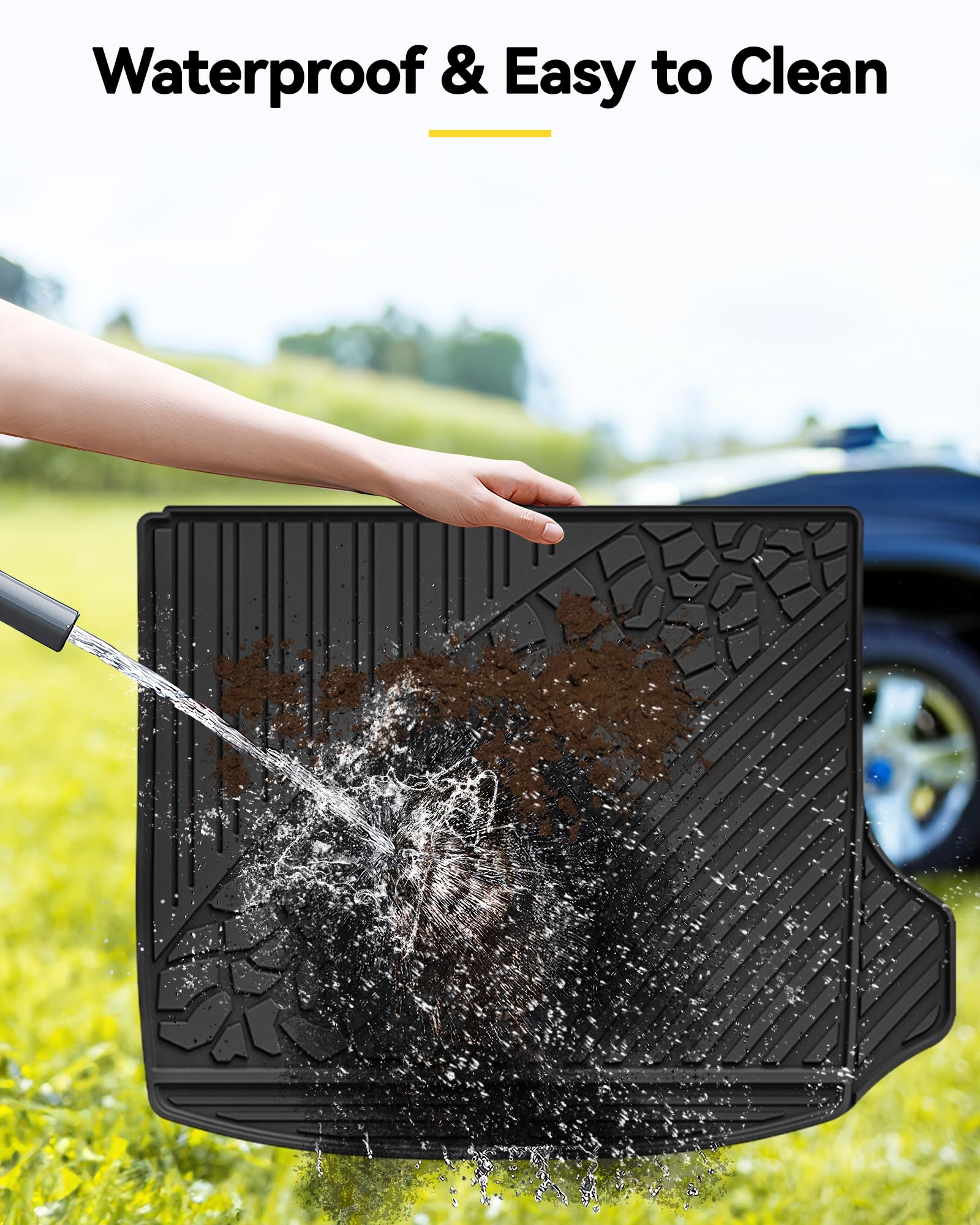 3W Cargo Liner Fit For 2022-2025 Jeep Grand Cherokee (Non L) Tpe All Weather Custom Fit Trunk Mat, Black