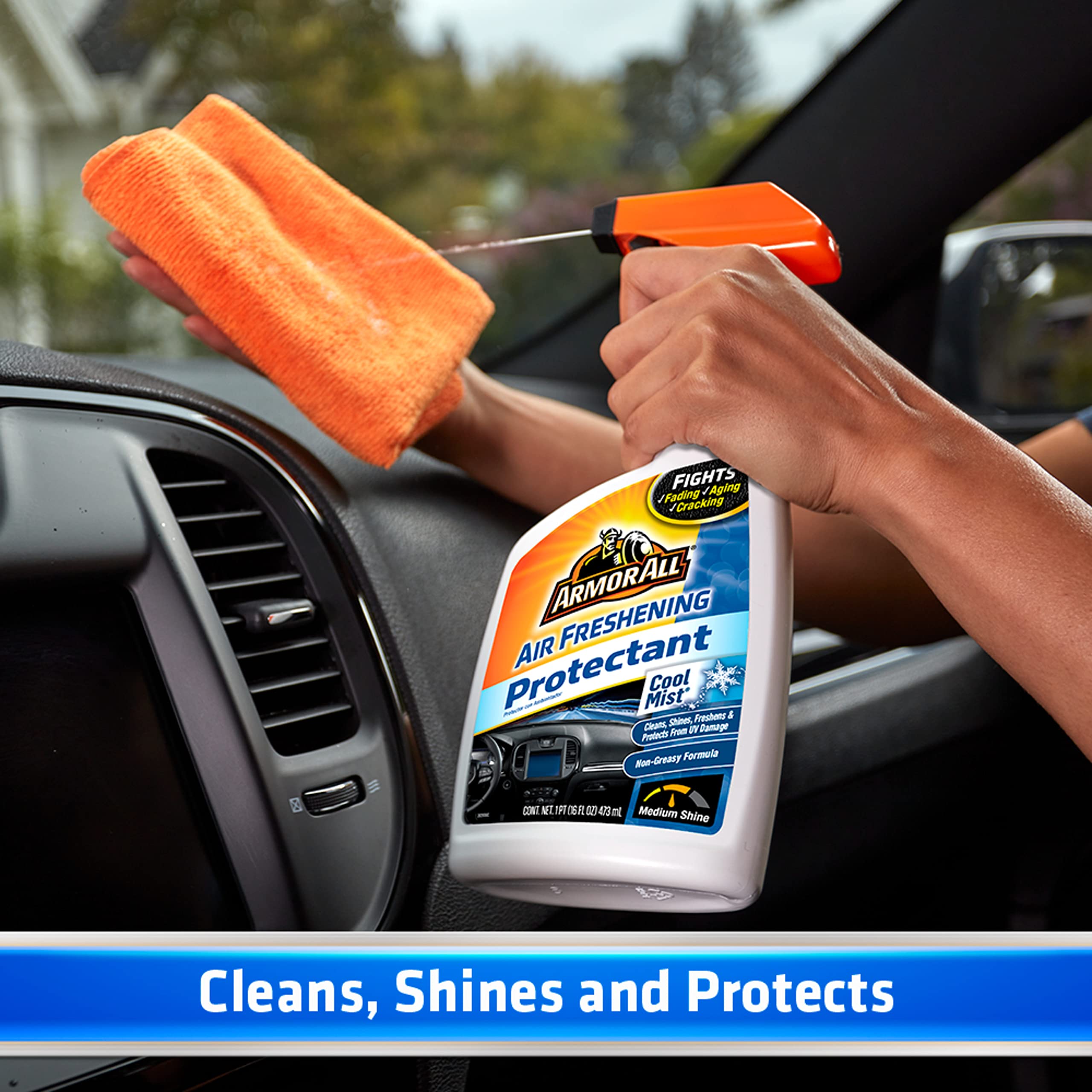 Armor All Car Air Freshener Protectant Spray By Armor All, Car Interior Cleaner With Uv Protection Against Cracking And Fading, Cool Mist, 16 Fl Oz
