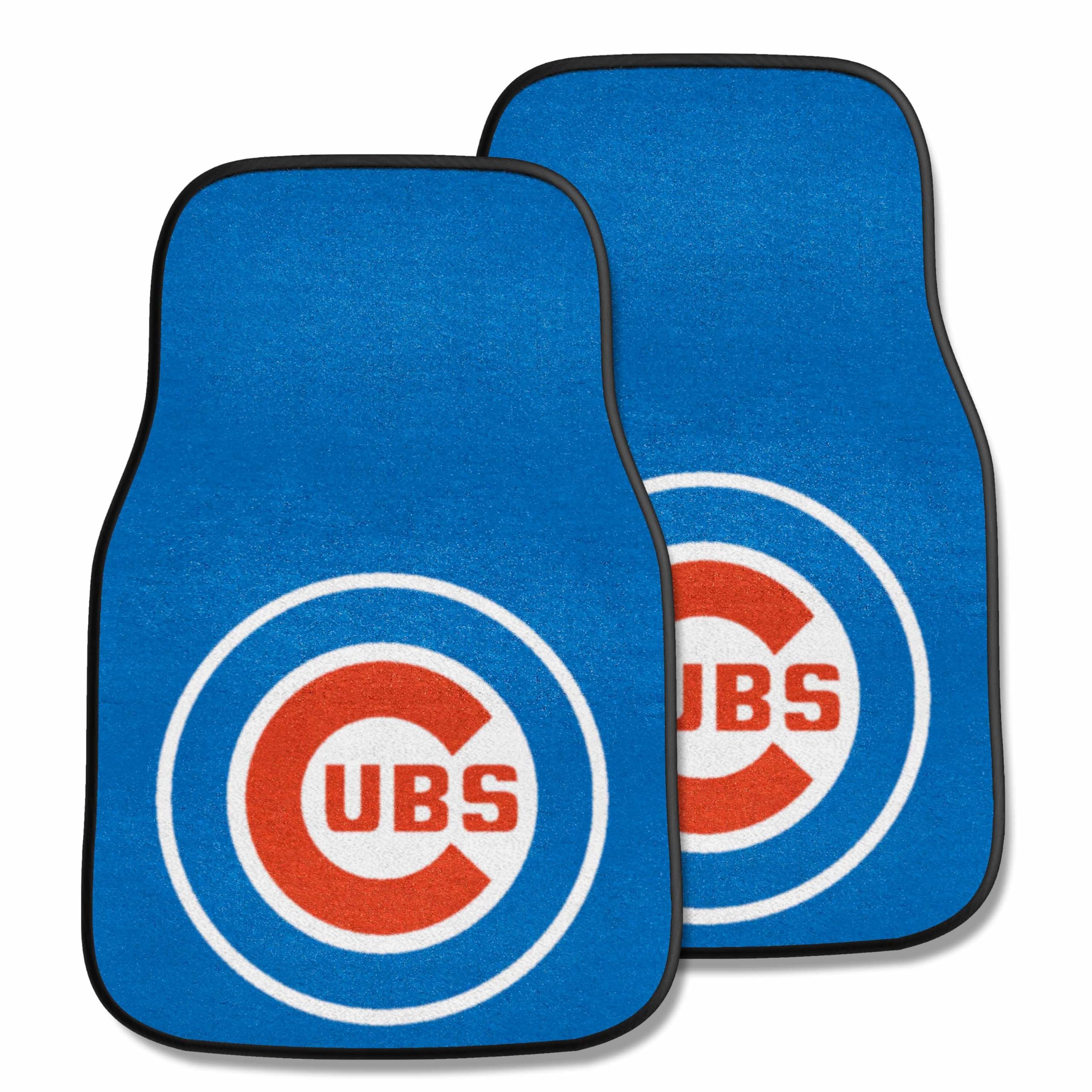 Fanmats 6466 Chicago Cubs Front 2-Piece Team Logo Carpet Car Mat Set, Front Row Automotive Floor Mats, Non-Slip Backing, Team Colors - "Circular Cubs" Primary Logo