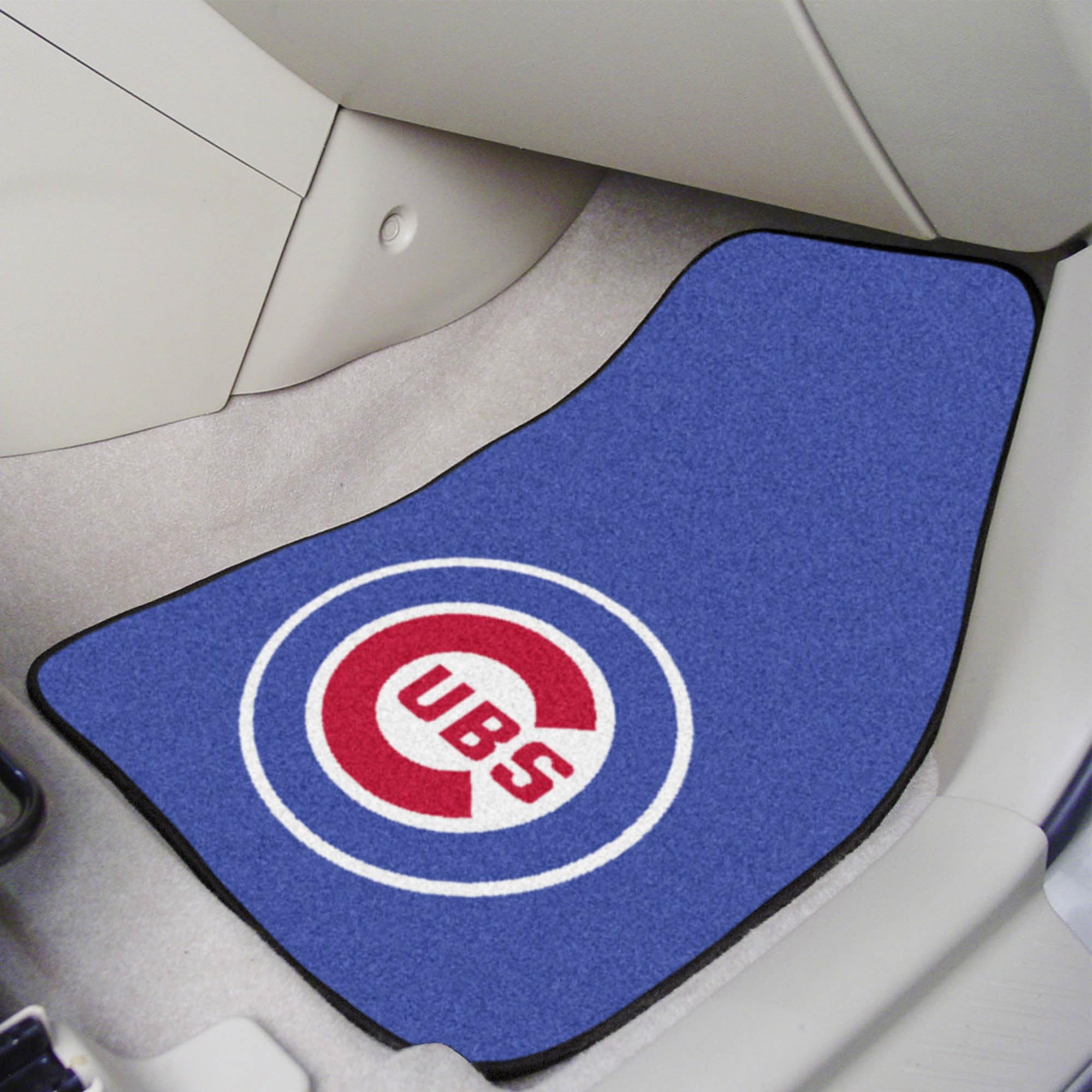 Fanmats 6466 Chicago Cubs Front 2-Piece Team Logo Carpet Car Mat Set, Front Row Automotive Floor Mats, Non-Slip Backing, Team Colors - "Circular Cubs" Primary Logo